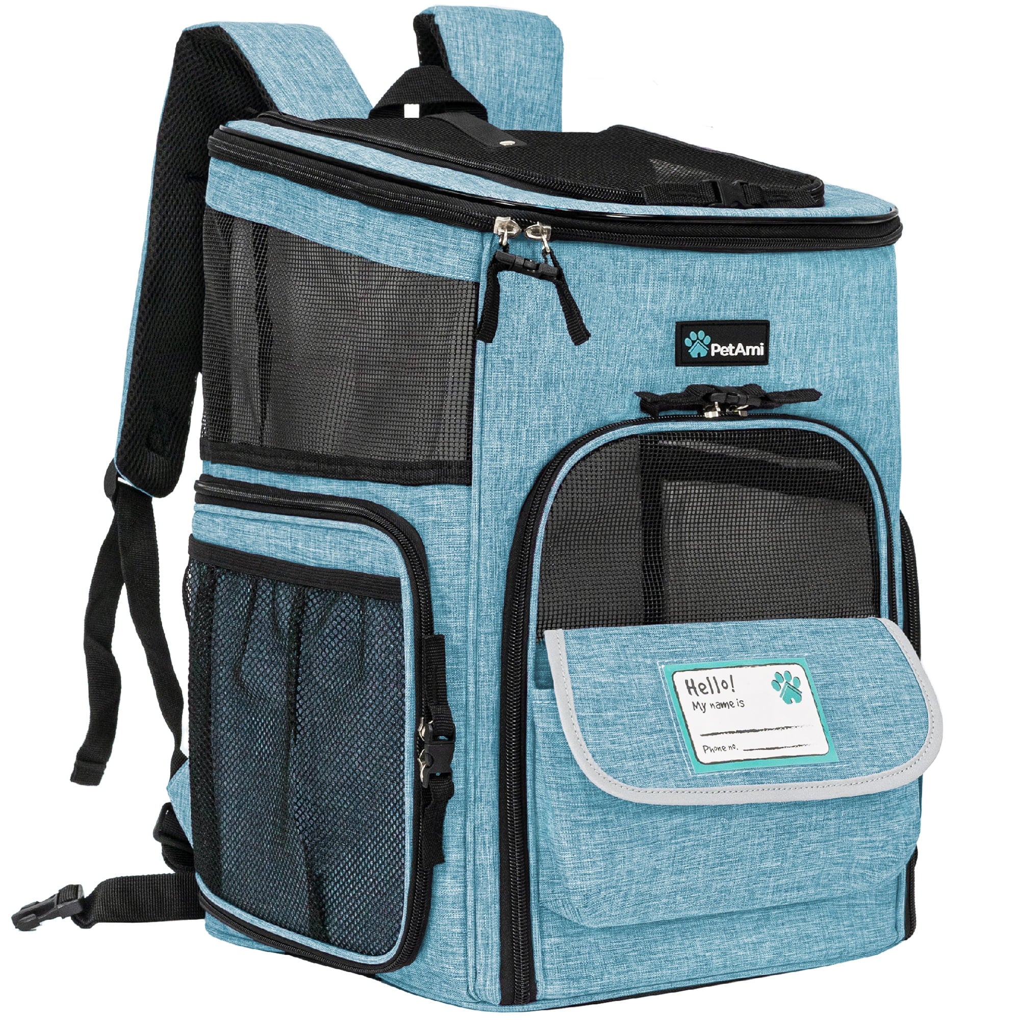 PetAmi Dog Backpack Carrier, Airline Approved Cat Backpacks For Carrying Small Large Cats, Pet Carrier Back Pack, Ventilated Soft Sided for Travel, Hiking, Camping, Max 18 lbs, Turquoise