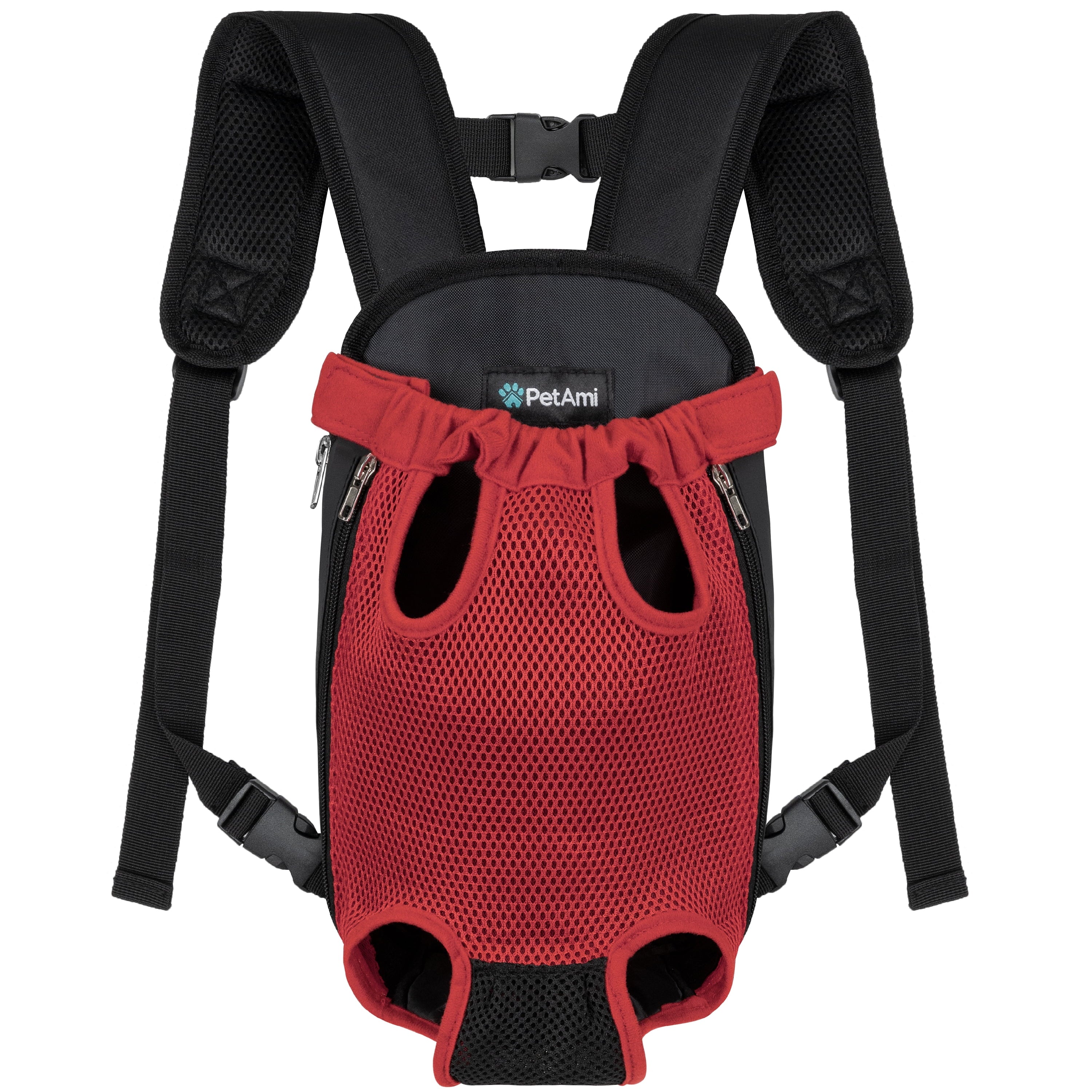 PetAmi Dog Carrier Backpack, Adjustable Dog Pet Cat Front Carrier Backpack | Ventilated Dog Chest Carrier for Hiking Camping Travel, Sling Bag for Small Medium Dog Cat Puppies, Large, 12-16 lbs, Black