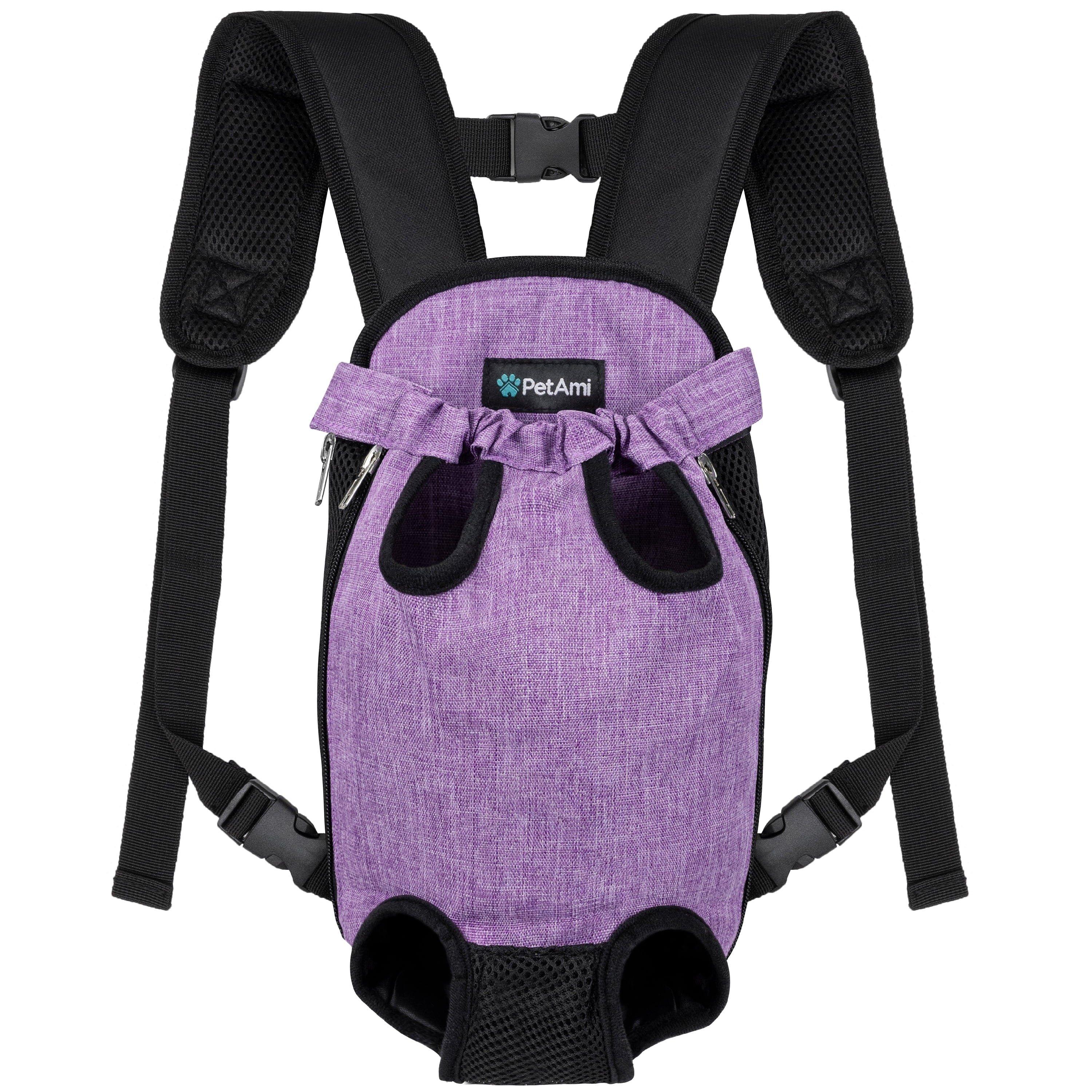 PetAmi Dog Carrier Backpack, Adjustable Dog Pet Cat Front Carrier Backpack | Ventilated Dog Chest Carrier for Hiking Camping Travel, Sling Bag for Small Medium Dog Cat Puppies, Large, 12-16 lbs, Black
