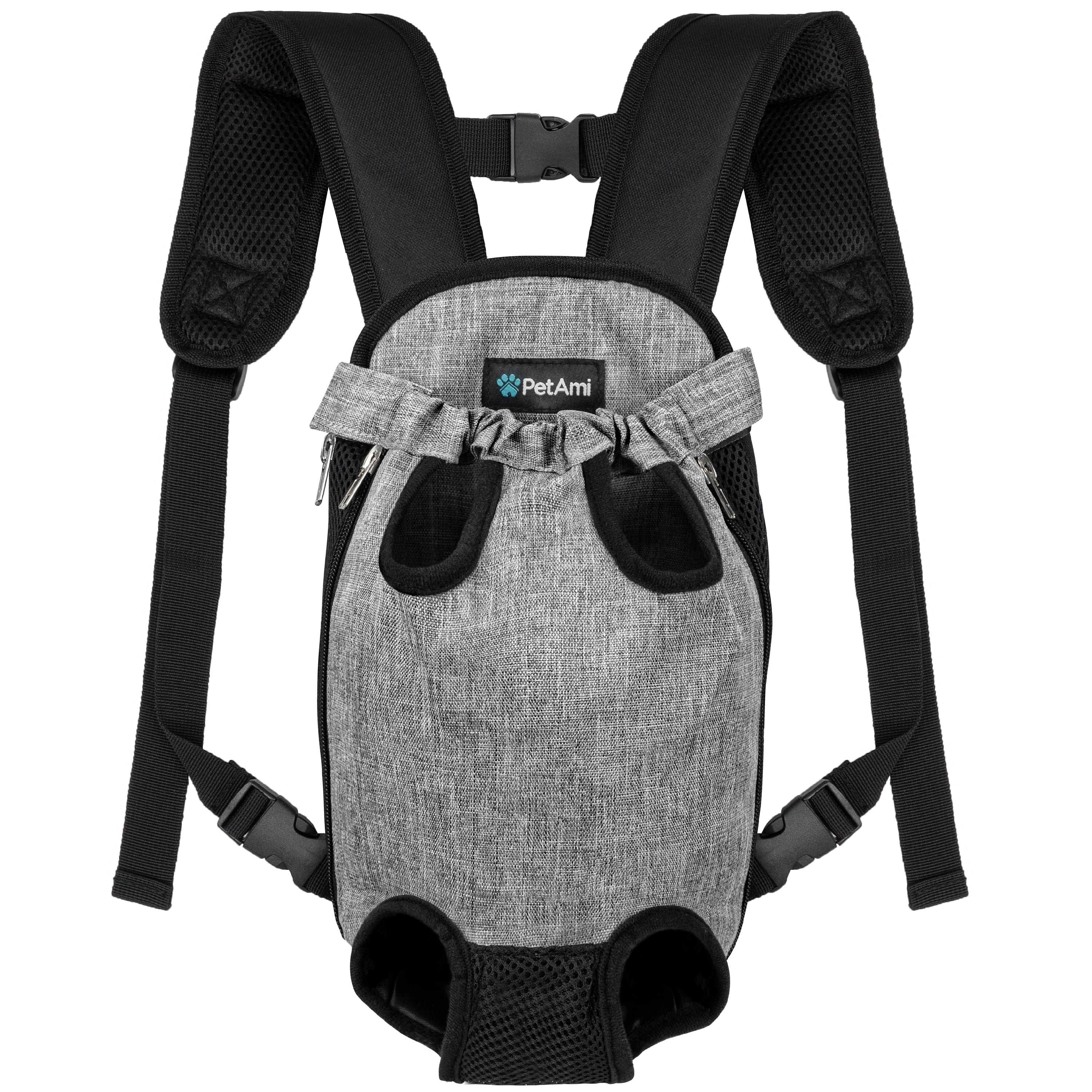 PetAmi Dog Carrier Backpack, Adjustable Dog Pet Cat Front Carrier Backpack | Ventilated Dog Chest Carrier for Hiking Camping Travel, Sling Bag for Small Medium Dog Cat Puppies, Large, 12-16 lbs, Black