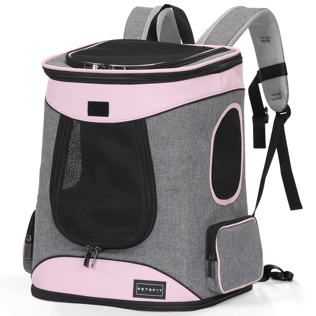 Petsfit Regular Pet Carrier Backpacks with Upgrade Waist Cushion Design, Suitable for Small and Medium Dogs Cats,Pink, 22 lb Limit