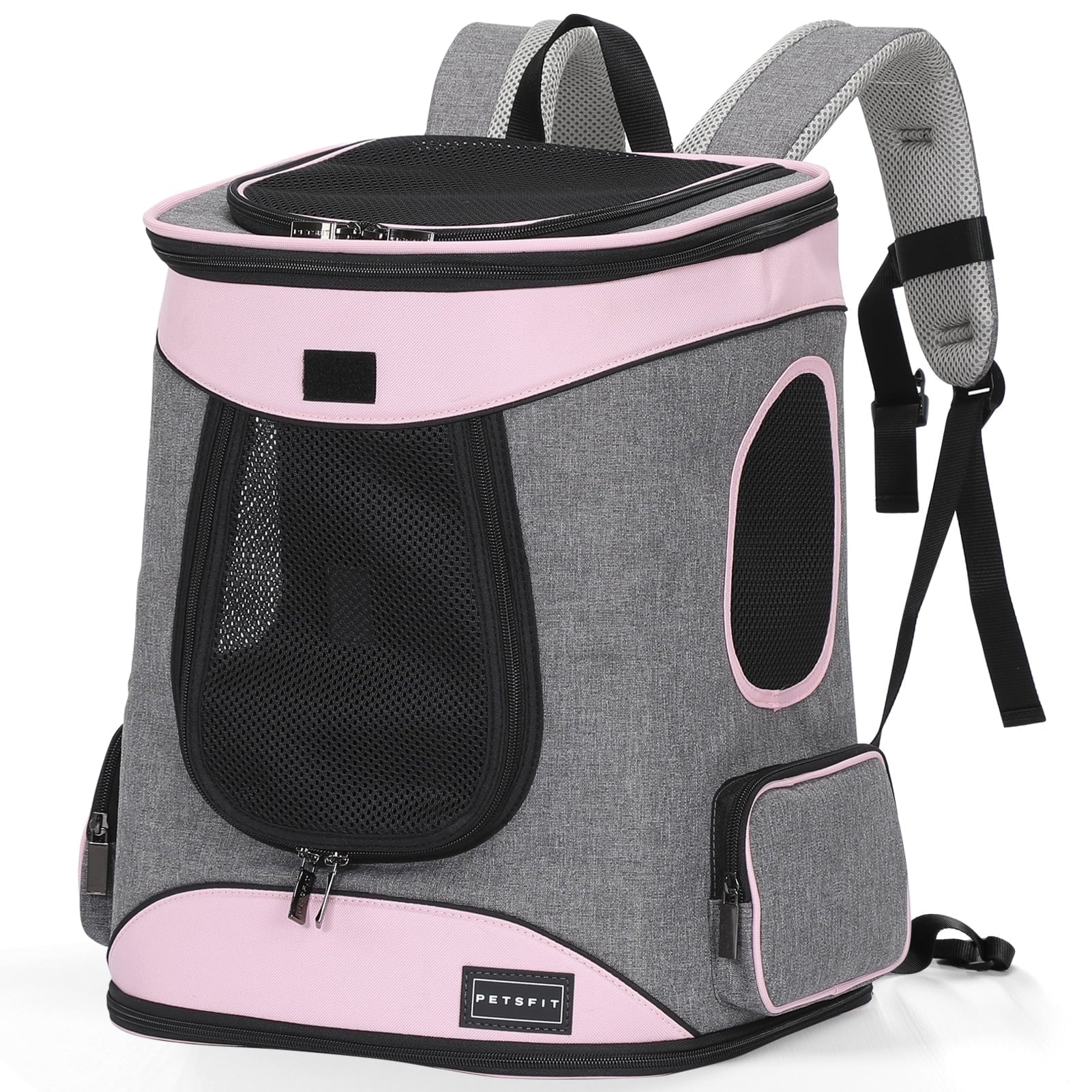 Petsfit Regular Pet Carrier Backpacks with Upgrade Waist Cushion Design, Suitable for Small and Medium Dogs Cats,Pink, 22 lb Limit