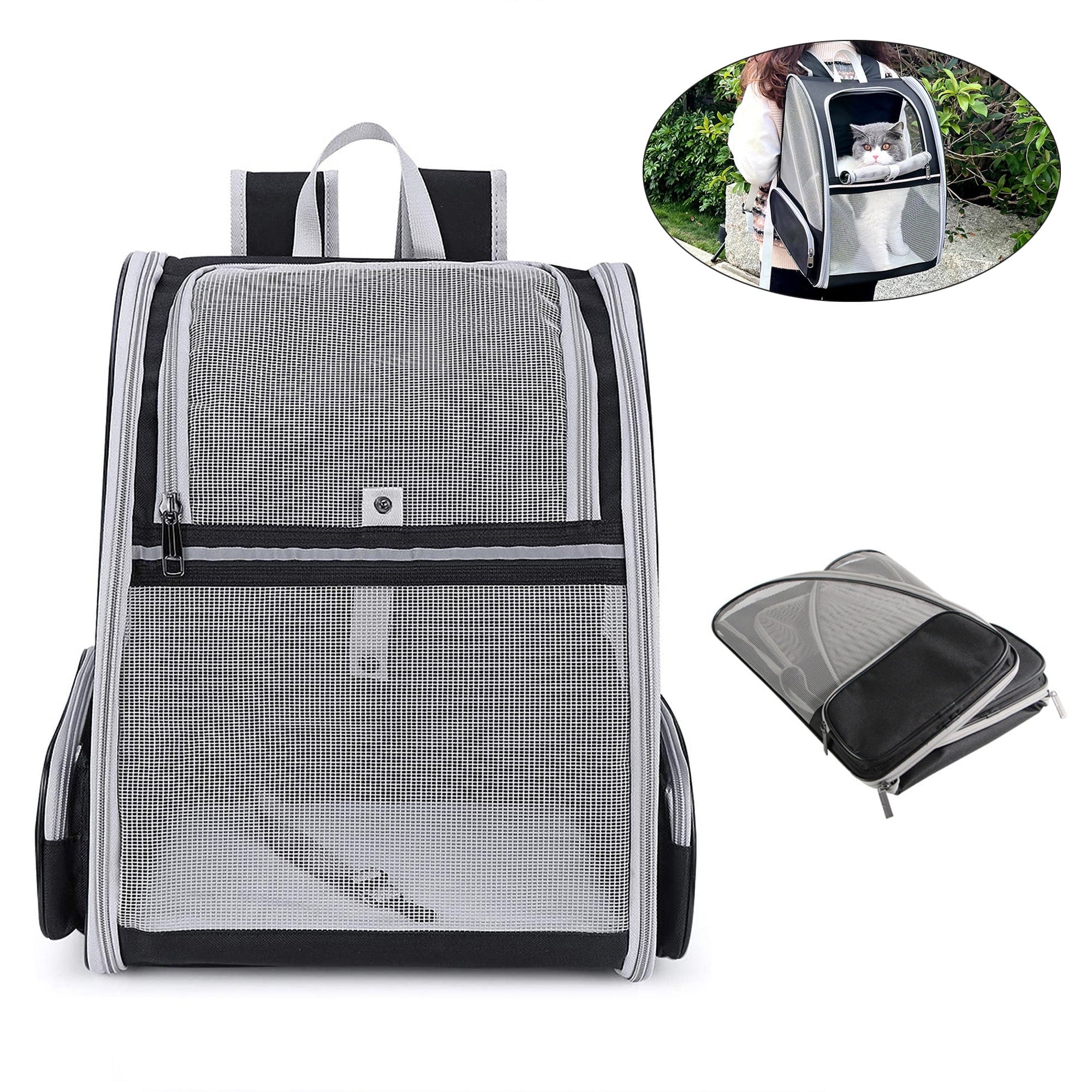 RUseeN Cat Backpack, Pet Carrier Backpack for Dogs and Cats,Puppies,Cat Backpack Carrier, Fully Ventilated Mesh,Airline Approved,Designed for Travel, Hiking, Walking & Outdoor Use