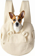 ShadeMart White Pet Carrier Backpack, Cute Bear Shape Crossbody Chest Bag, Breathable & Adjustable Travel Bag for Small Dogs and Cats