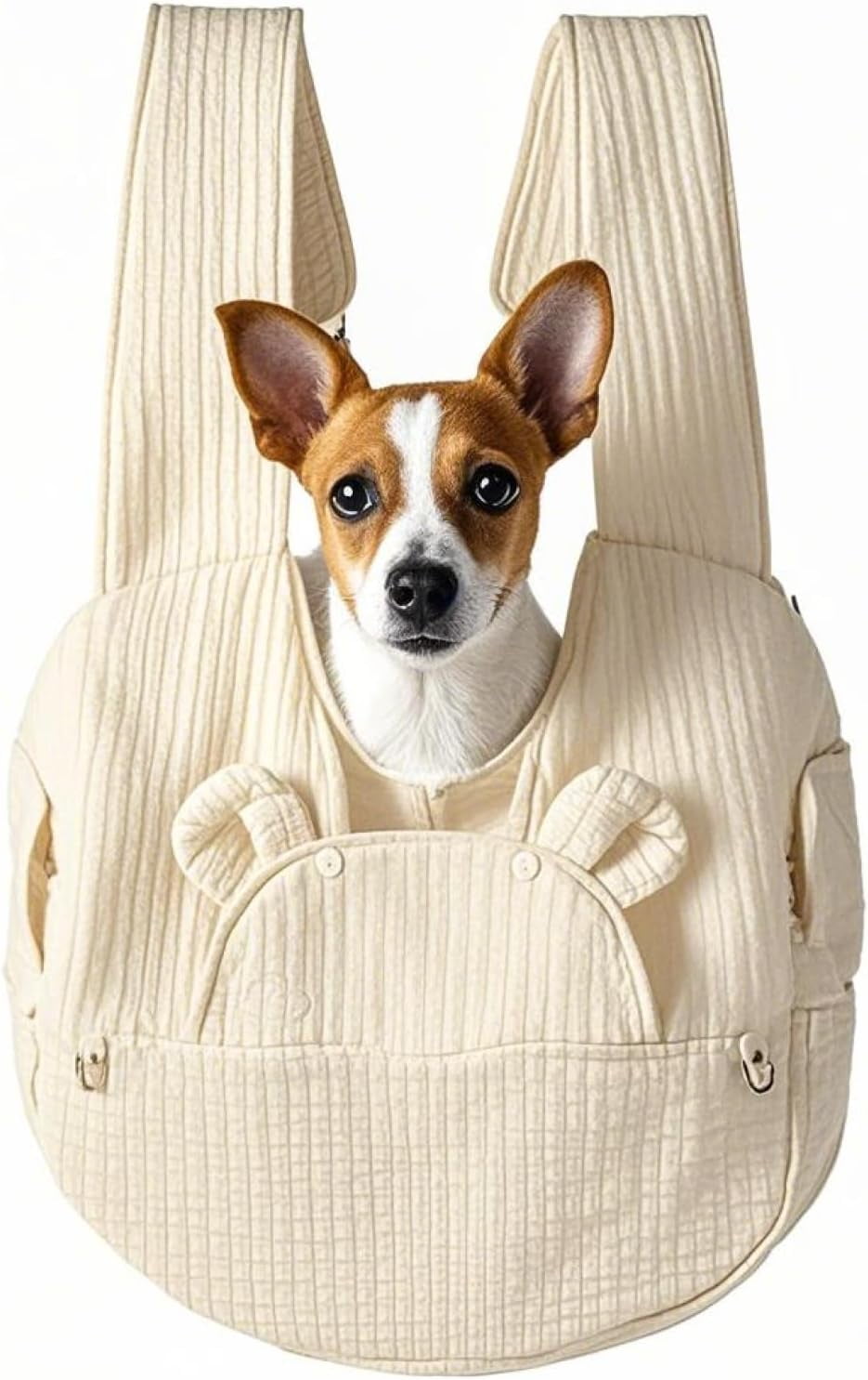 ShadeMart White Pet Carrier Backpack, Cute Bear Shape Crossbody Chest Bag, Breathable & Adjustable Travel Bag for Small Dogs and Cats