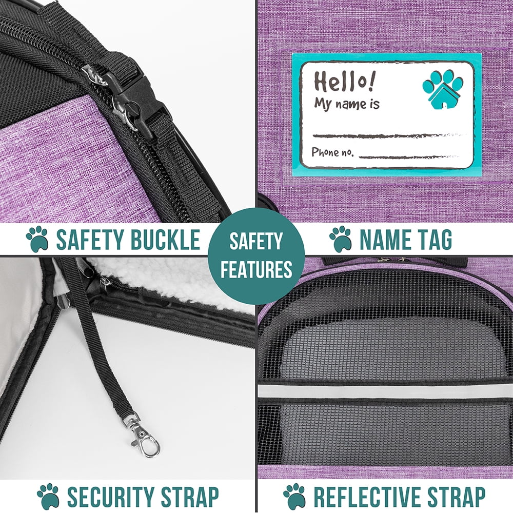 PetAmi Expandable Dog Backpack Carrier for Cats & Pets, Breathable Cat Carrier Backpack with Top Window & Multi-Entry, Ventilated Foldable Travel Carrier for Small Medium Pets up to 18 lbs, Purple