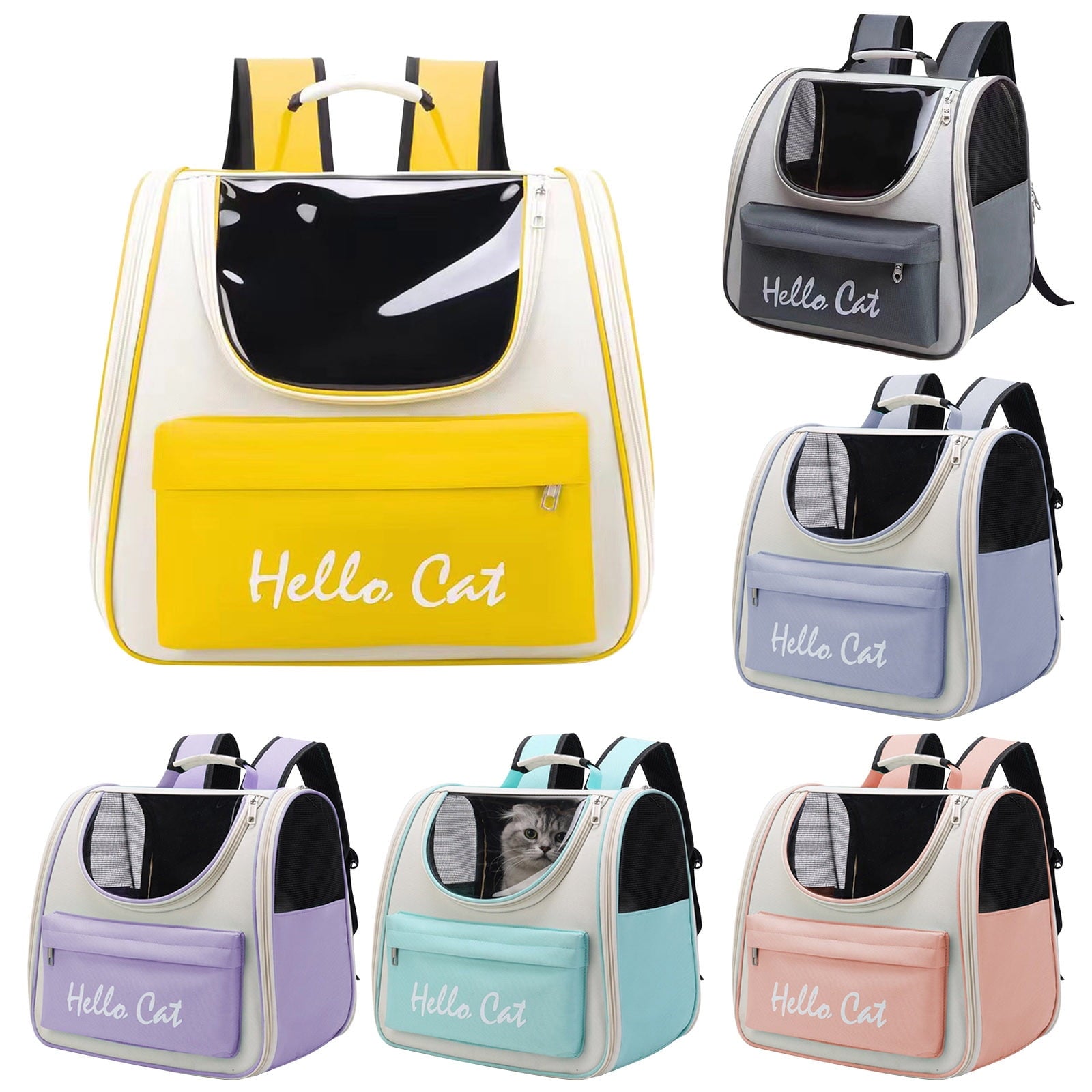Cat Backpack Carrier, Collapsible Soft Pet Carrier, for Medium Small Dog Cat Puppy Kitten Bunny, Ventilated Mesh Dog Travel Backpack for Outdoor Bike Hiking Camping