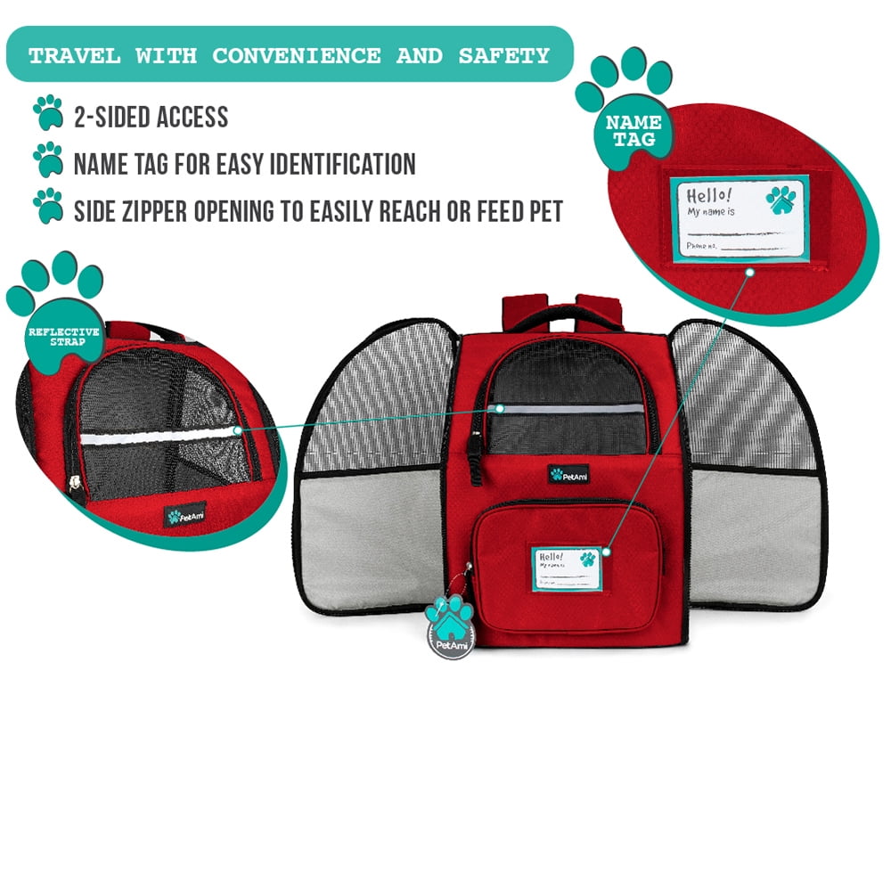 PetAmi Deluxe Pet Carrier Backpack, Red