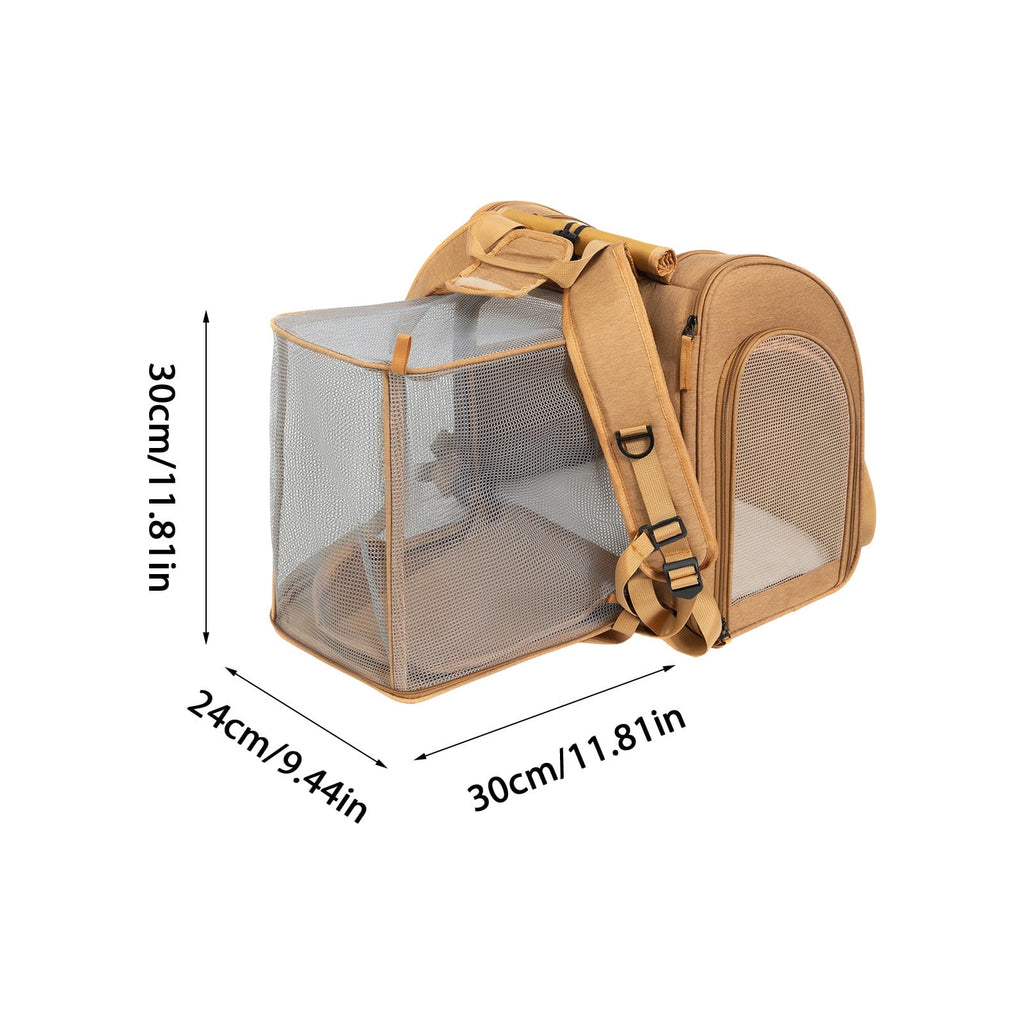dgysar Expandable Pet Carrier Backpack for Cats & Small Dogs， Foldable Breathable Mesh Travel Bag with Adjustable Straps Brown 1PC
