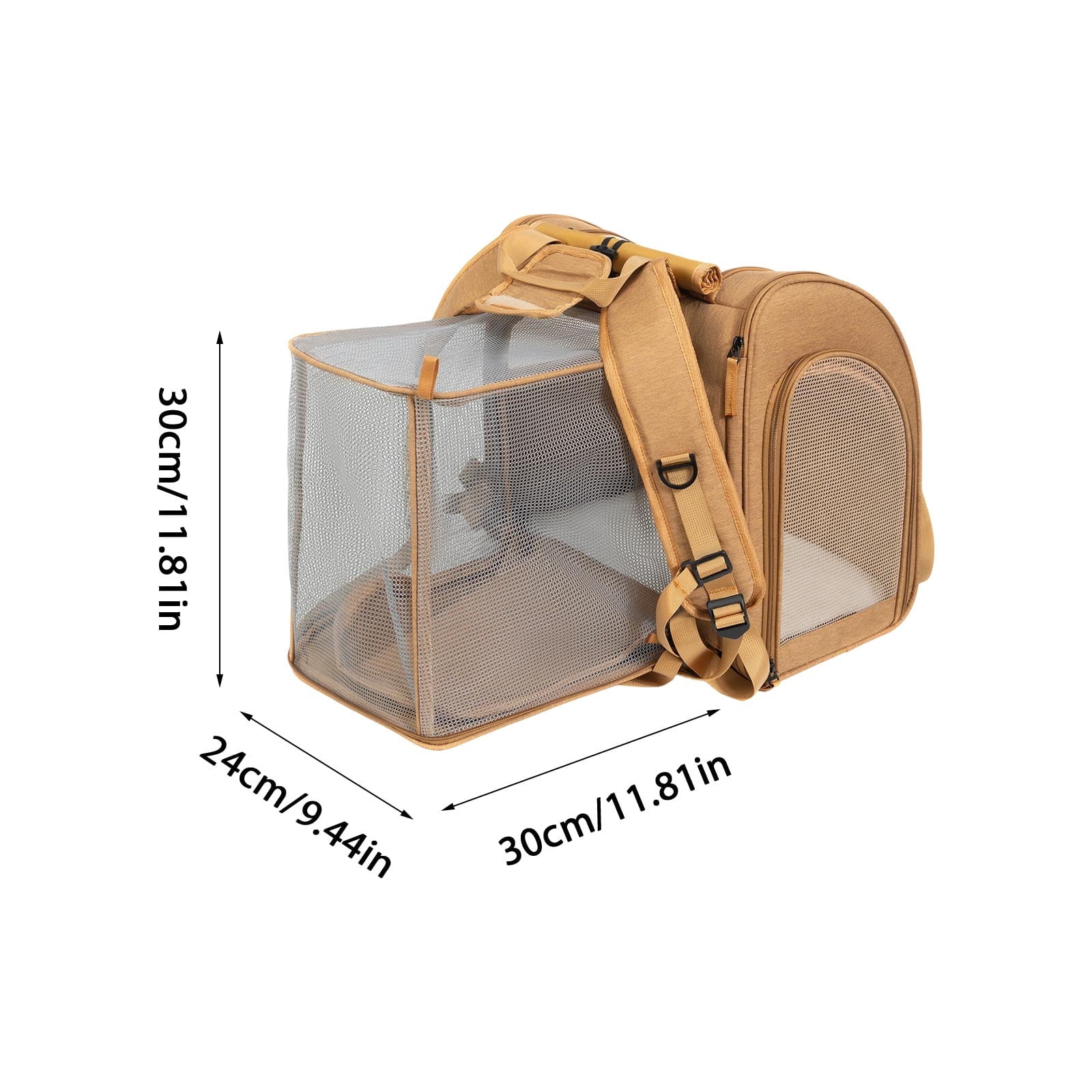 dgysar Expandable Pet Carrier Backpack for Cats & Small Dogs， Foldable Breathable Mesh Travel Bag with Adjustable Straps Brown 1PC