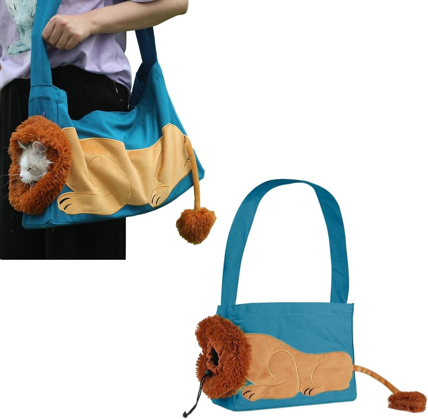 Lion-Shaped Pet Carrier Backpack – Cute & Cozy Animal Design for Small Dogs & Cats, Breathable Travel Shoulder Bag for Outdoor Walking, Hiking & Daily Use