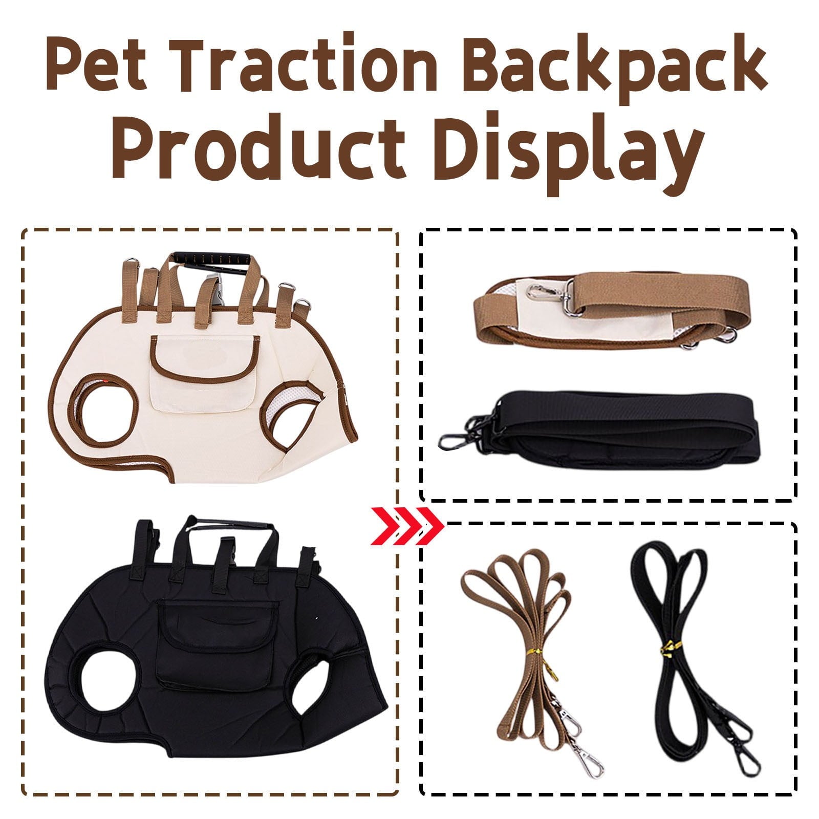 Pet Carrier Backpack,Hands Free Dog and Cat Carrier with Leash Attachment,Crossbody and Handheld for Travel, Hiking, and Vet Visits,Breathable Mesh, Lightweight，Beige