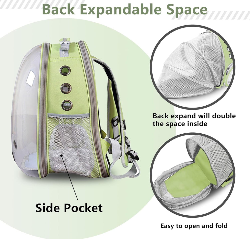 DENZUS Bubble Expandable & Foldable Cat Backpack Carrier, Breathable Pet Backpack for Large Cats, Designed for Hiking, Travelling, Camping