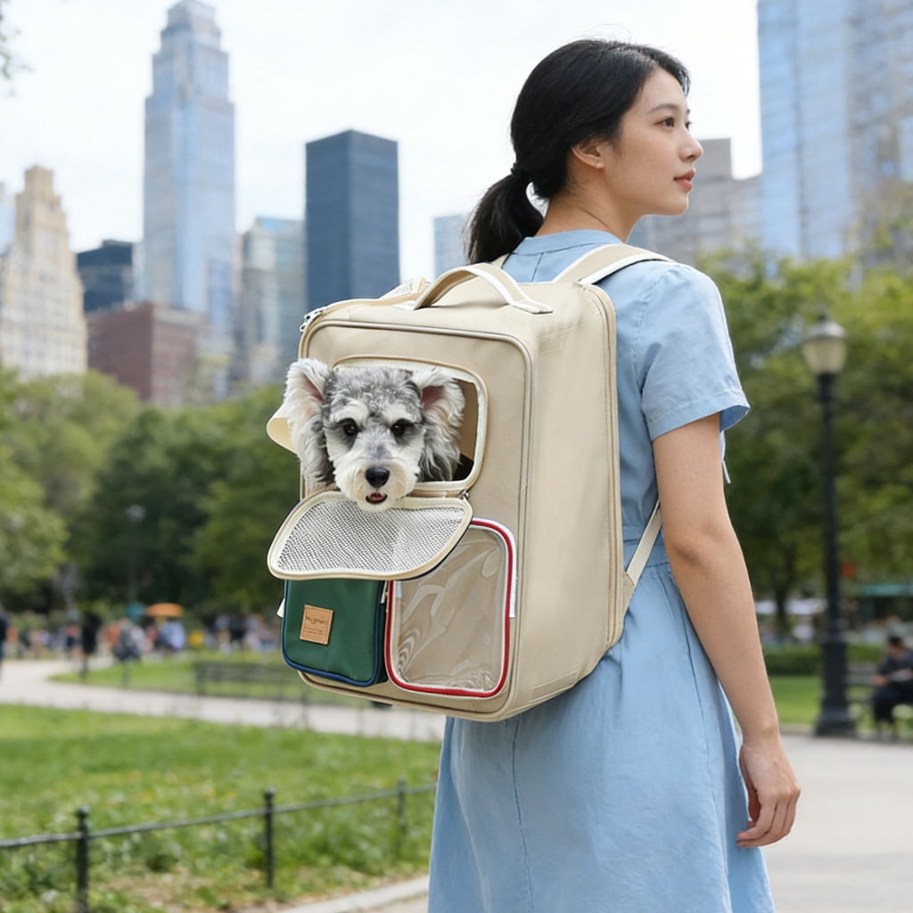 Wheeled Pet Carrier Backpack for Dogs and Cats, Foldable Travel Bag with Breathable Mesh for Vet Visits