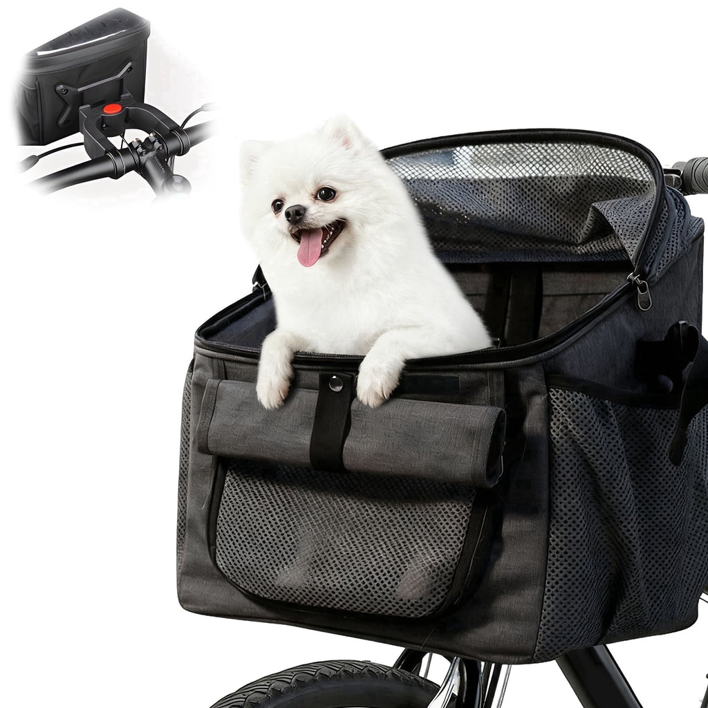 AMTPM 4-in-1 Pet Carrier, Bike Basket, Backpack, Car Seat for Small Dogs Cats, Foldable & Waterproof for Camping Hiking Outdoor Travel