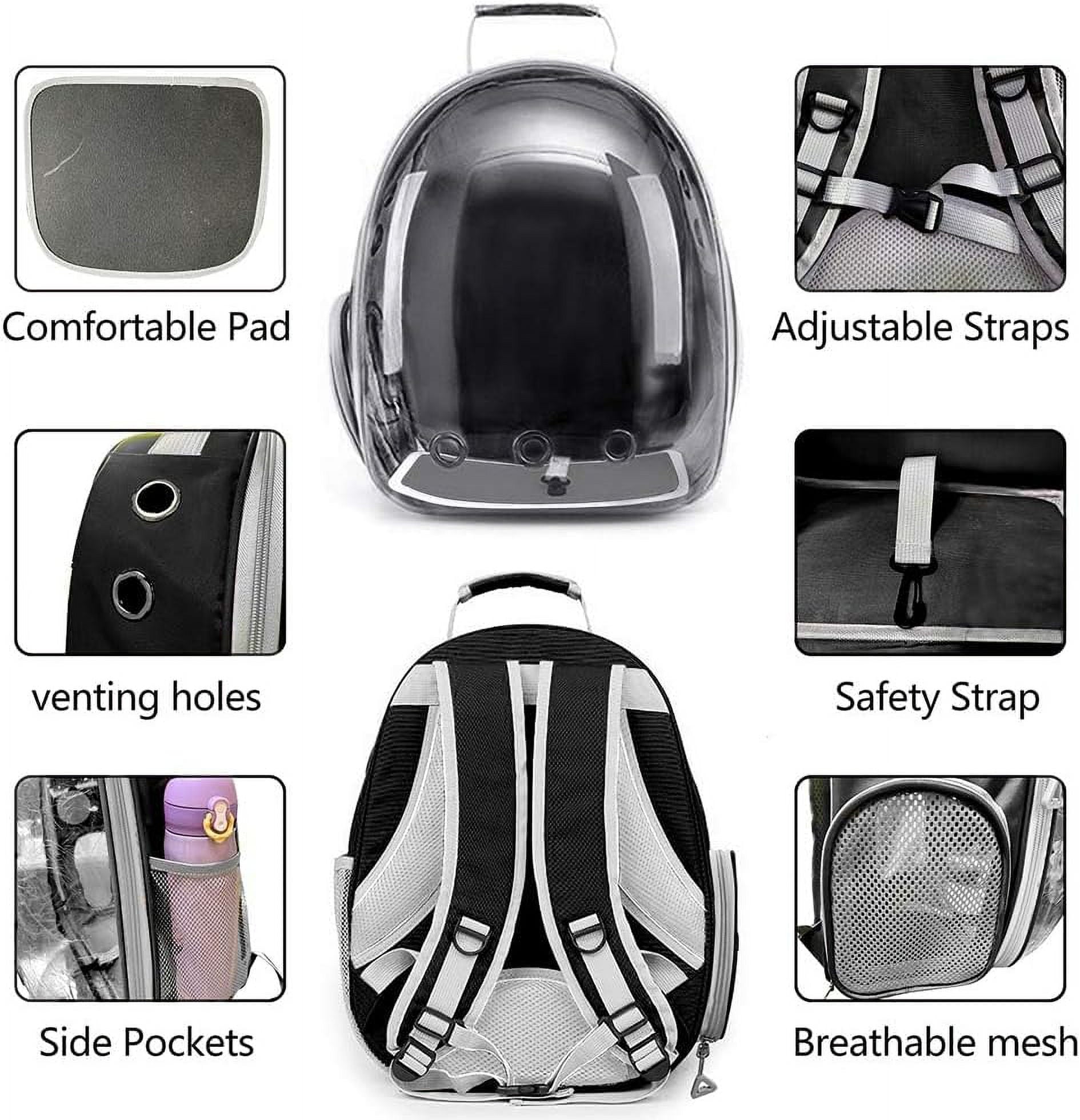 Pet Carrier Backpack/Bubble Carrying Bag for Small Medium Dogs Cats, Space Capsule Pet Carrier for Hiking, Travel, Airline Approved Cat Travel Carrier- Black