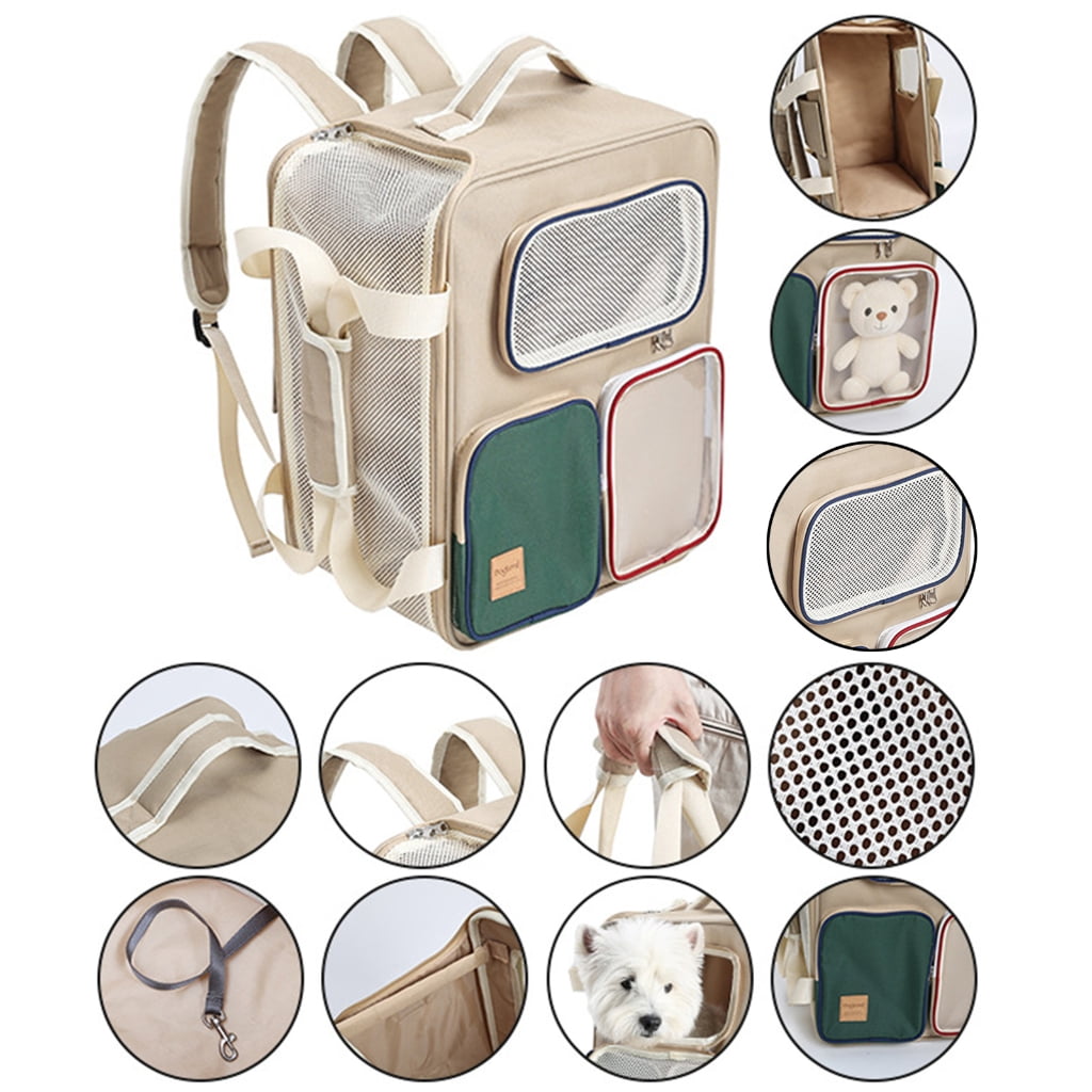 Wheeled Pet Carrier Backpack for Dogs and Cats, Foldable Travel Bag with Breathable Mesh for Vet Visits