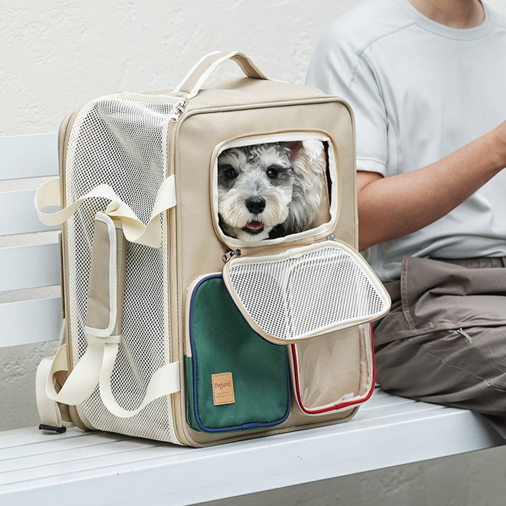 Wheeled Pet Carrier Backpack for Dogs and Cats, Foldable Travel Bag with Breathable Mesh for Vet Visits