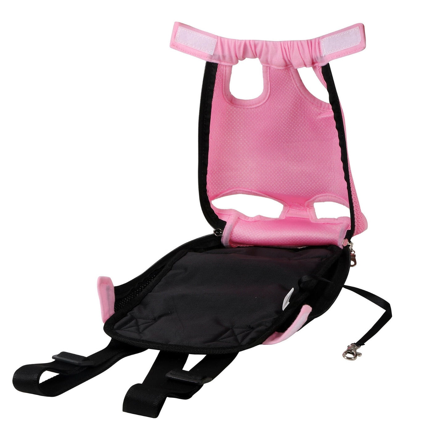 Fron Pouch Dog Carrier, Wide Straps with Shoulder Pads, Adjustable and Legs Out Pet Backpack Carrier(White Stripe/M)