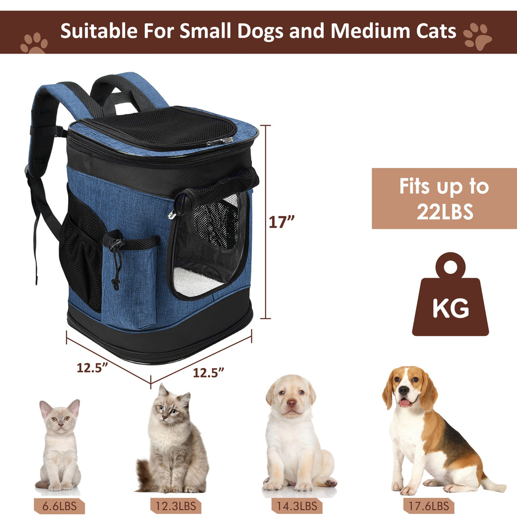 Pawse Pet Carrier Foldable Backpack for Small Cats Dogs And Puppies Upto 18 LBS, Airline-Approved Two-Sided Entry Padded Back Support Travel Carrier for Hiking, Walking, Cycling & Outdoor