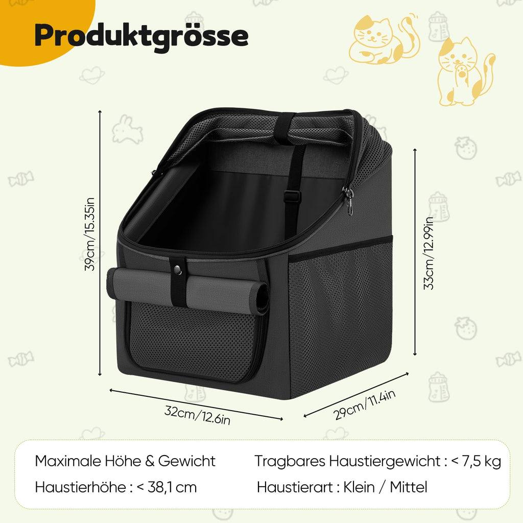 AMTPM 4-in-1 Pet Carrier, Bike Basket, Backpack, Car Seat for Small Dogs Cats, Foldable & Waterproof for Camping Hiking Outdoor Travel