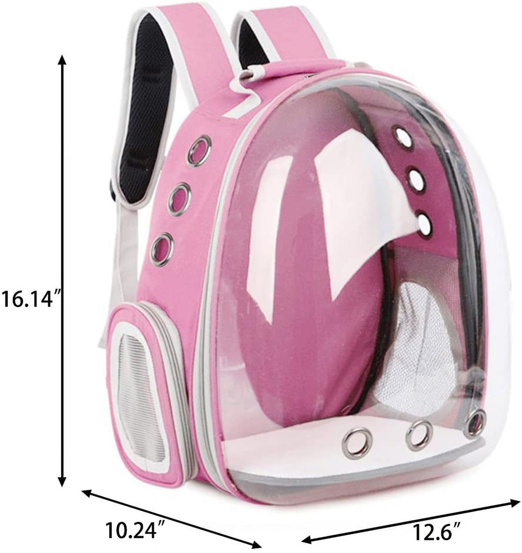 Pet Carrier, Cat/Dog Bubble Backpack, Pet Travel Bag, Small Space Pet Capsule Knapsack, Airline-Approved Ventilate Transparent Capsule Backpack for Hiking and Outdoor Use (Pink)