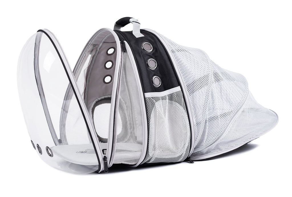 LAIRIES Dual Expandable Cat Backpack Carrier Front & Back Extension Pet Backpack Carrier, Fit up to 20 lbs, Bubble Capsule Dog Backpack Travel, Hiking & Outdoor Backpack