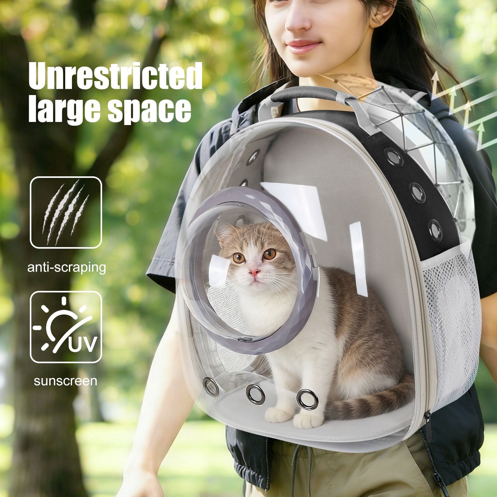 Space Capsule Bubble Dome Pet Carrier Backpack with Extra Soft Pillow, 12 lb Limit