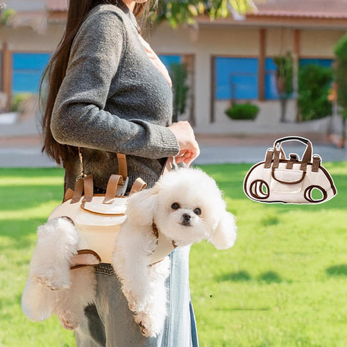 Crossbody Pet Carrier Harness, Adjustable Pet Backpack, 3 in 1 Multifunctional Portable Dog Carrier with Small Puppy Treat Bag, for Dogs of Different Weights (Black, Small)