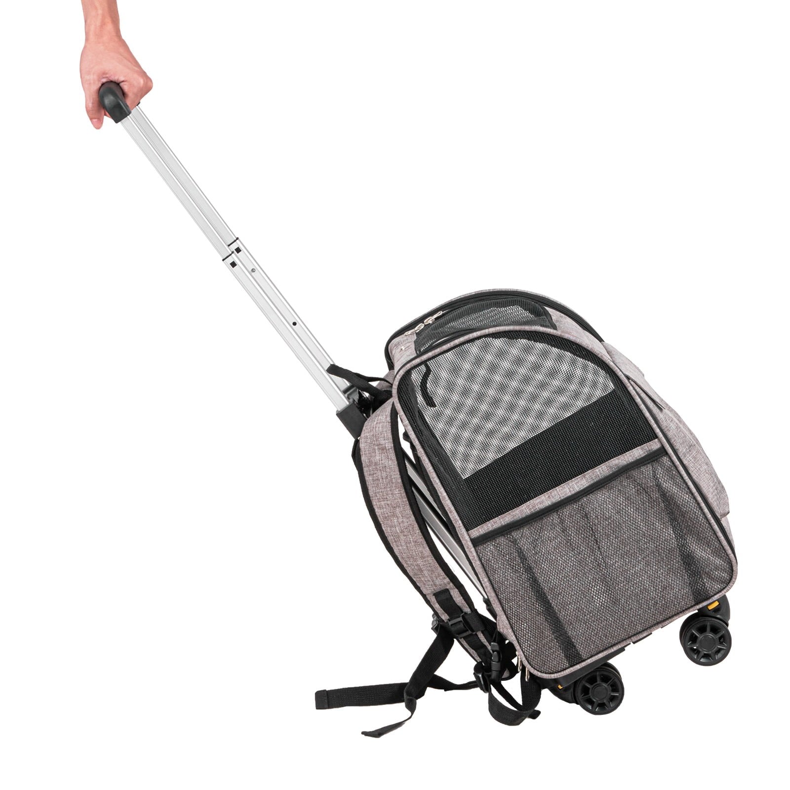 HLL Rolling Pet Carrier Backpack with Removable Wheels, Airline Approved for Pets up to 18 lbs, Large Soft-Sided Carrier for Small Dogs and Medium Cats