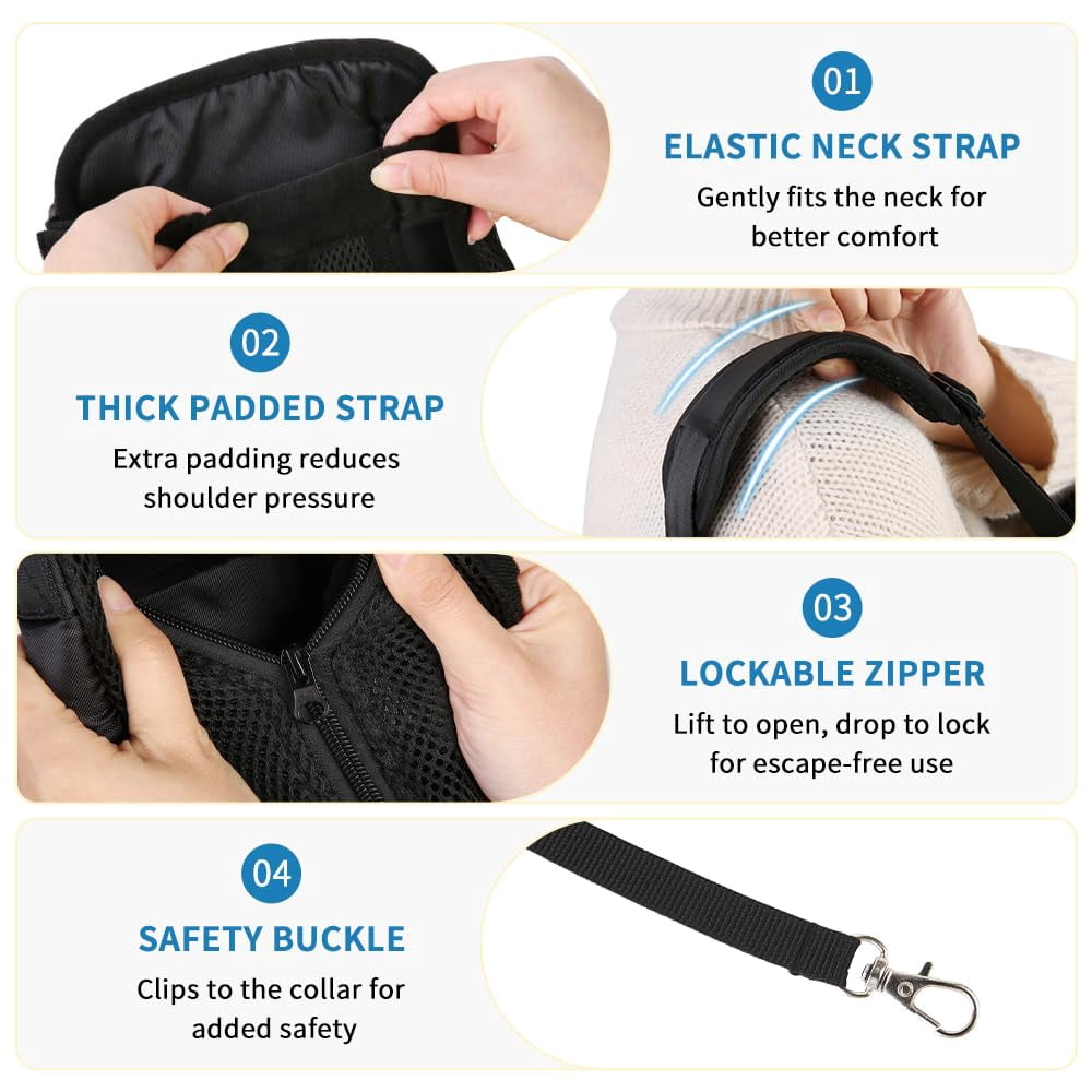 Tigebraver Dog Backpack Carrier, Adjustable Pet Front Carrier With Thick Padded Bottom Support, Legs-Out Chest Carrier For Small To Medium Dogs 7–11 lbs, For Walking, Hiking, Camping & Traveling