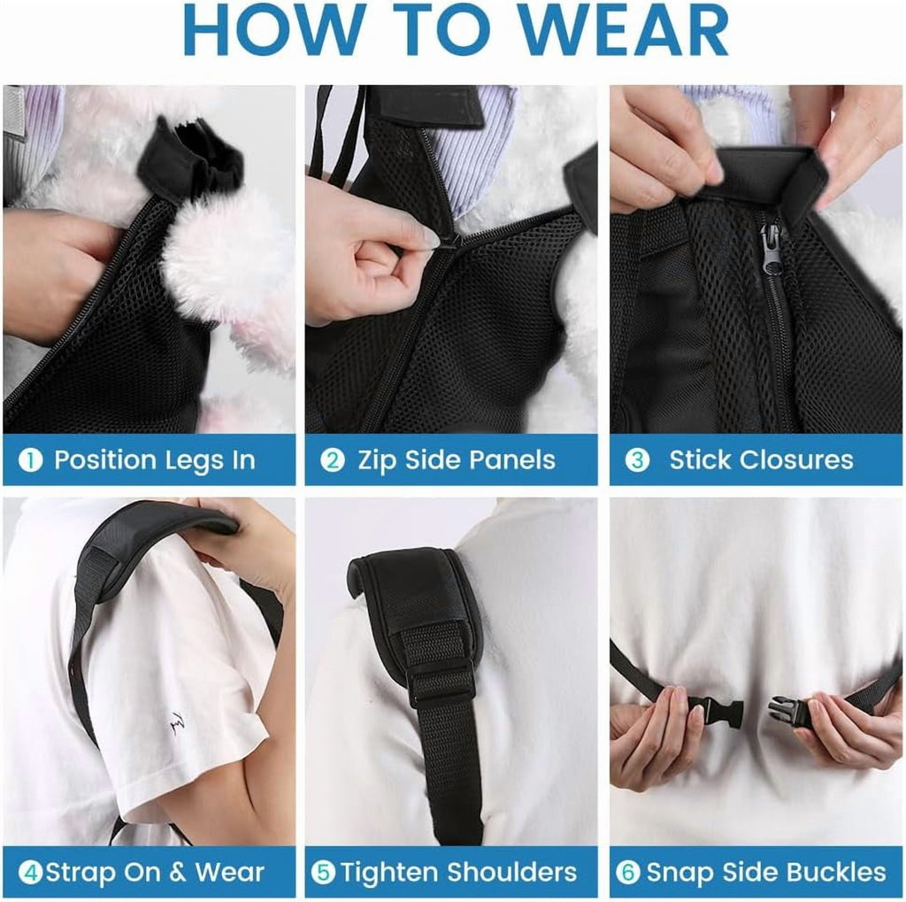 Dog Backpack Carrier, Adjustable Pet Front Carriers, Legs Out Carrying Sling Travel Bag for Small Medium Dogs 8-12 Lbs, Soft Wearable Puppy Chest Carry Backpacks for Walking/Hiking/Camping/Traveling