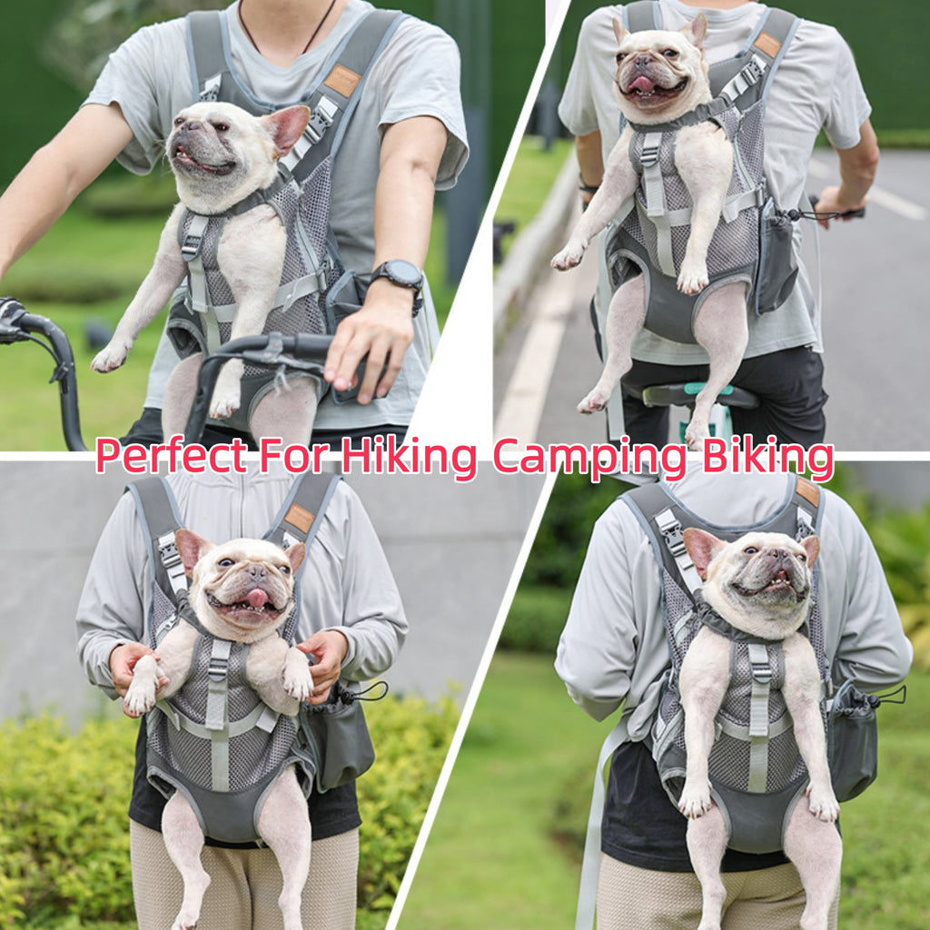Newborn Brand Pet Carrier Backpack for Small Dogs Cats, Front and Back Carry Travel Bag, Breathable Mesh Puppy Backpack for Hiking Camping Biking with Storage Pouch,Gray,16.5 X 13.4 X 5 Inch