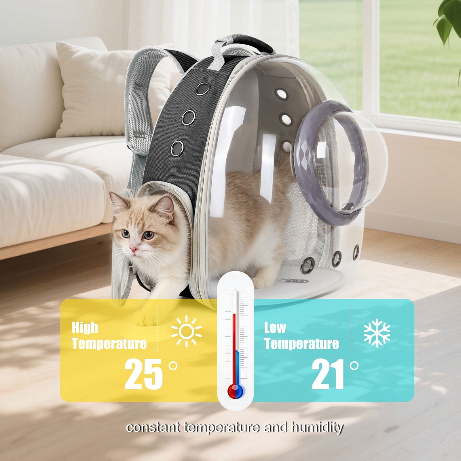 Space Capsule Bubble Dome Pet Carrier Backpack with Extra Soft Pillow, 12 lb Limit