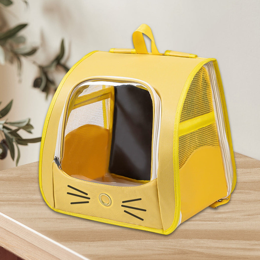 Cat Carrier Backpack Ventilated Mesh Pet Backpack for Medium Cat Transparent & Foldable for Travel Hiking