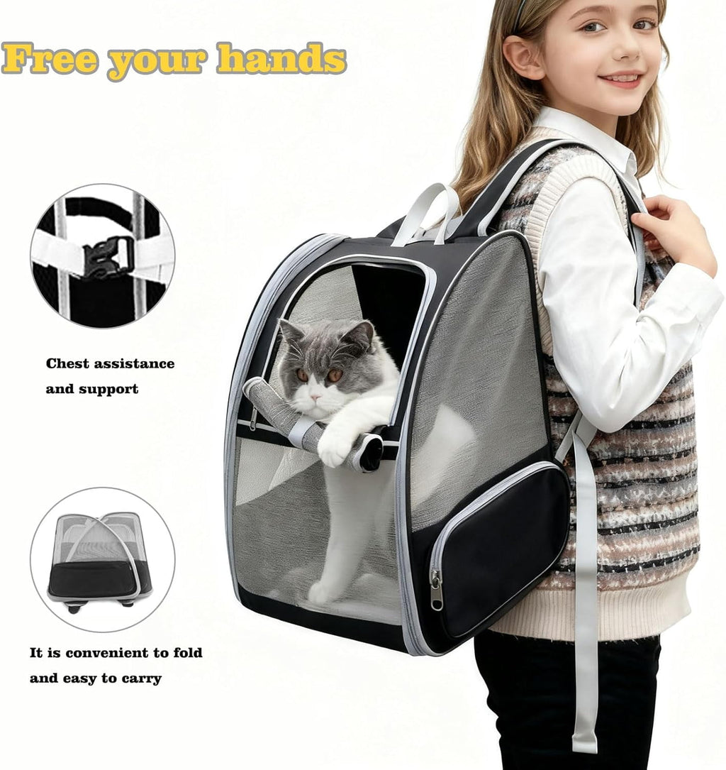 Asunby Cat Backpack Pet Carrier for Dogs Cats Puppies, Fully Ventilated Mesh, Airline Approved Travel Hiking Bag