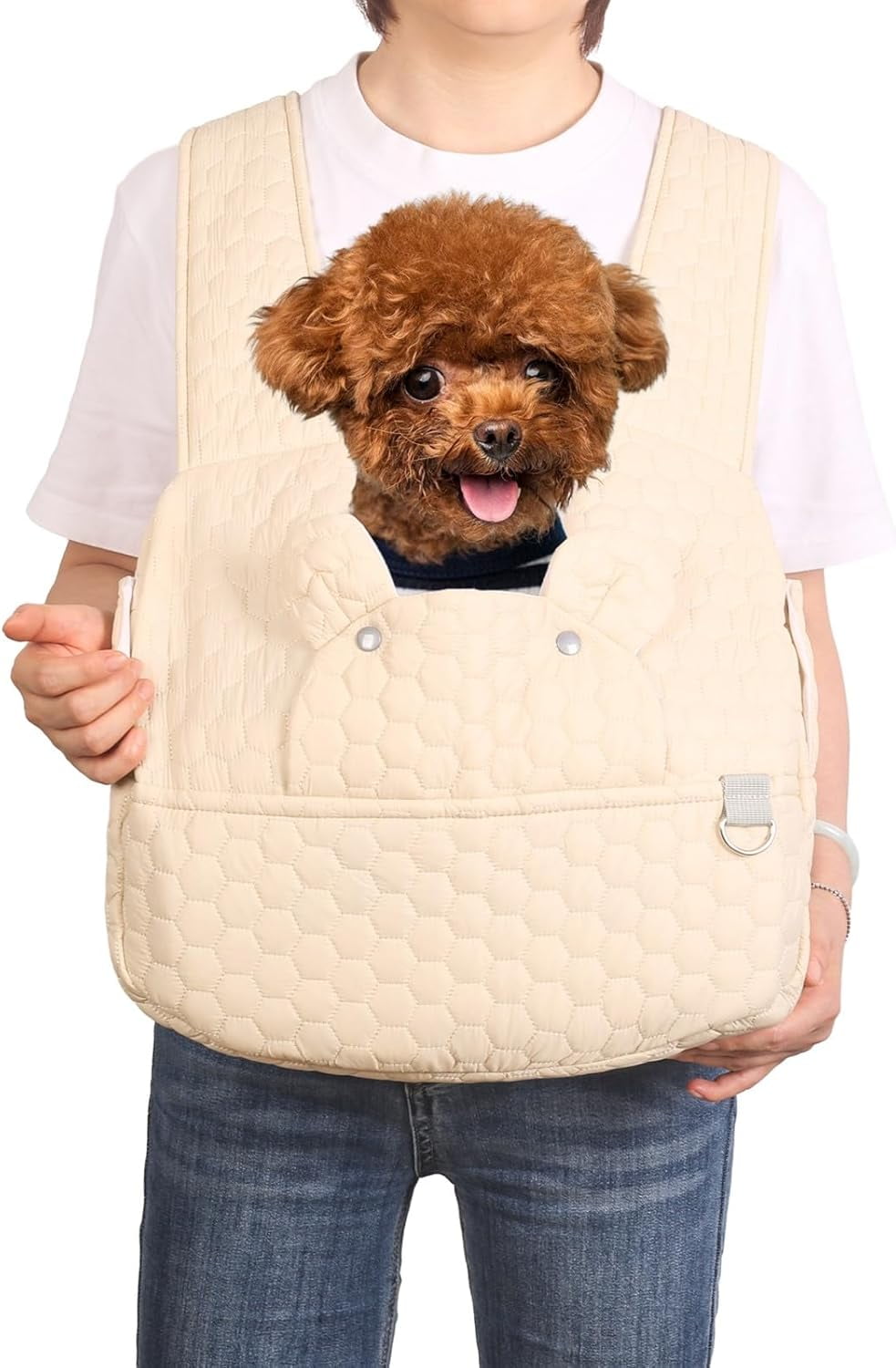 Dog Backpack Carrier for Dogs, Adjustable Strap Cat Carrier Sling, Hands-Free Front Facing Pets Sling Chest, Fit 5-15 Lbs Pets Carrier Backpack for Camping Hiking Traveling Cycling(Light Gray)