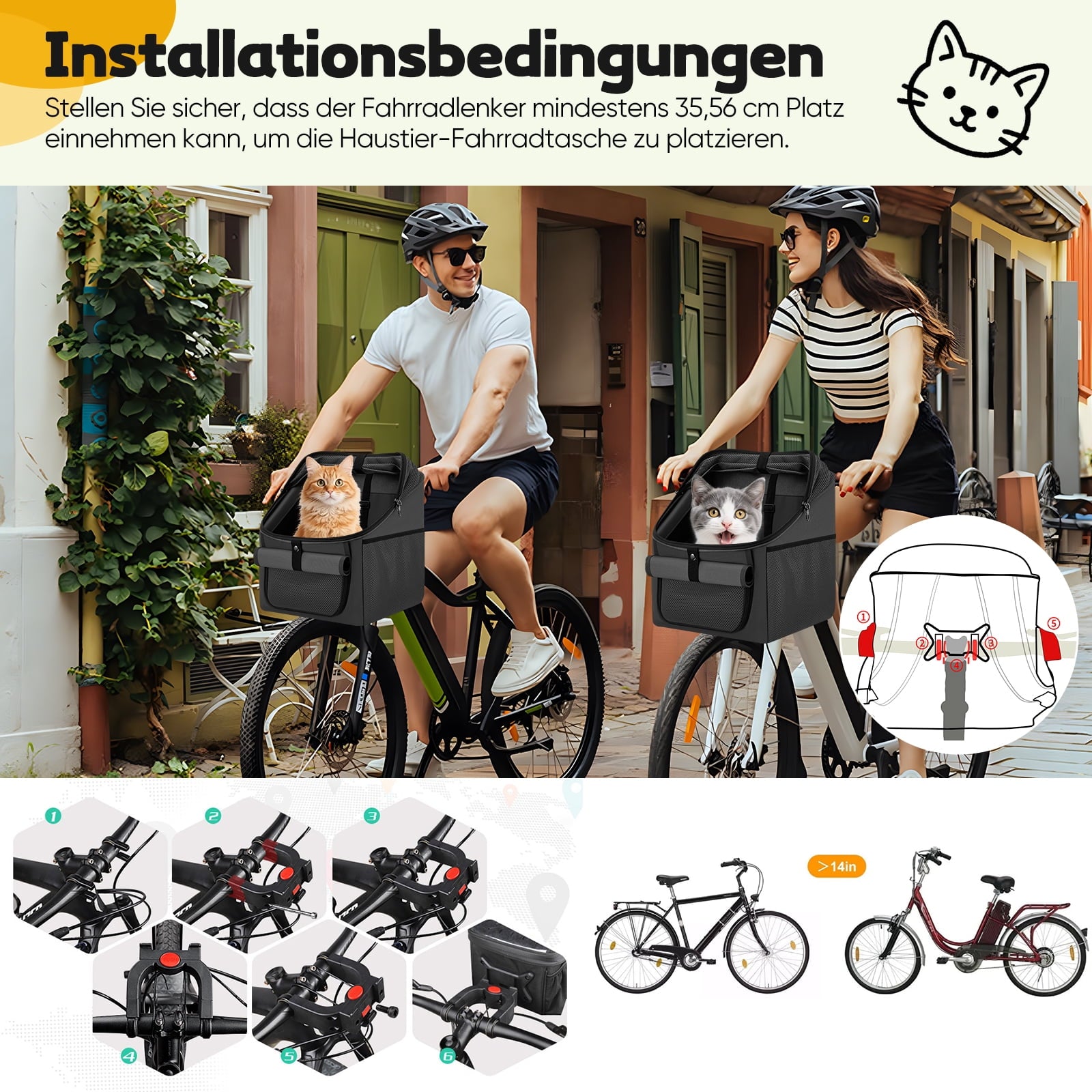 AMTPM 4-in-1 Pet Carrier, Bike Basket, Backpack, Car Seat for Small Dogs Cats, Foldable & Waterproof for Camping Hiking Outdoor Travel
