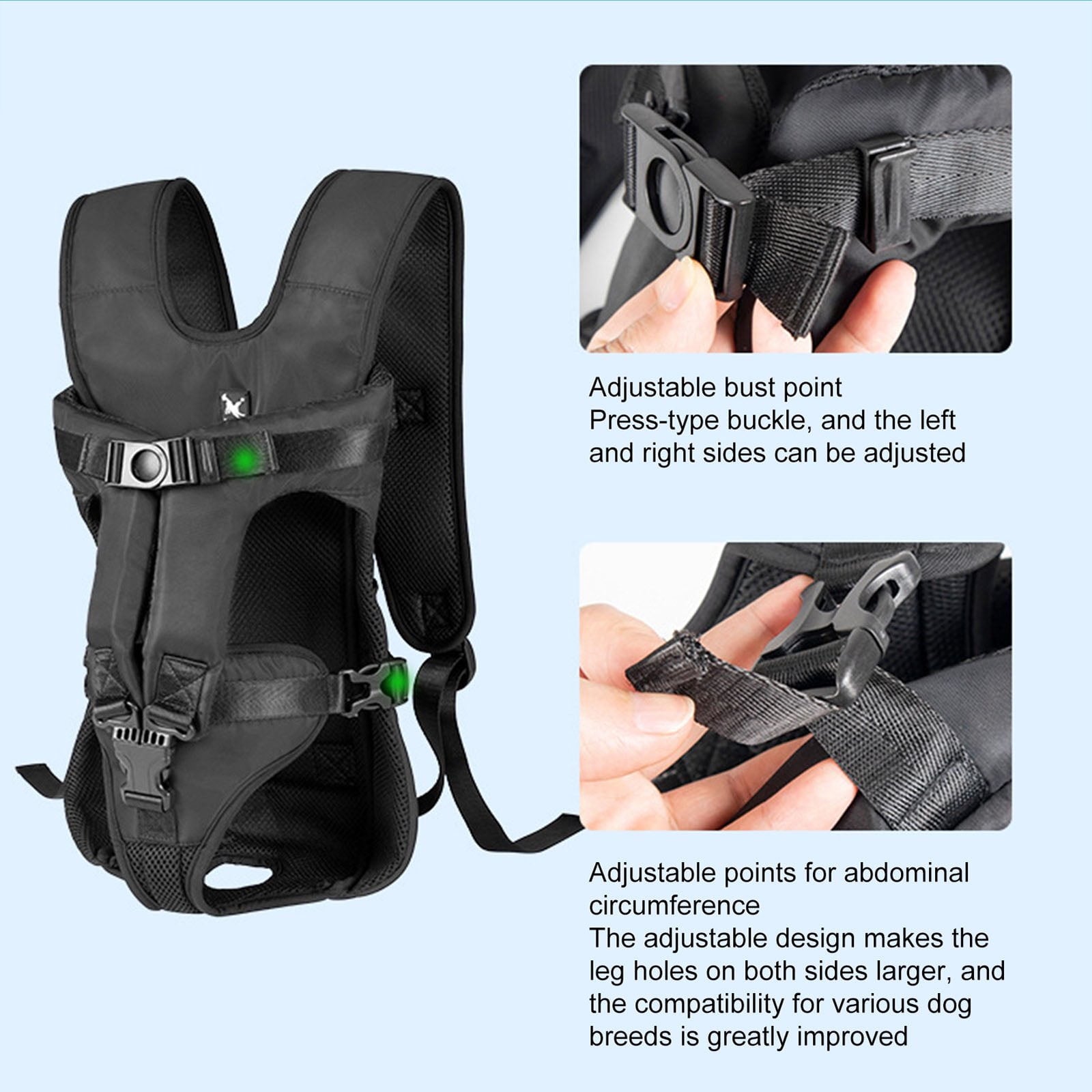 Pet Carrier Backpack, Quick-Fit Legs Out Adjustable Pet Dog Front Carrier Backpack Travel Bag for Traveling Camping Hiking Outdoor Use for Small Medium Dogs Puppies,Black