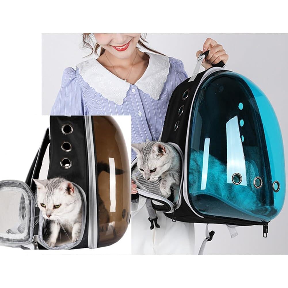 Transparent Bubble Pet Carrier Backpack, Airline-Approved for Cats and Puppies, Designed for Travel, Hiking, and Outdoor Adventures Black