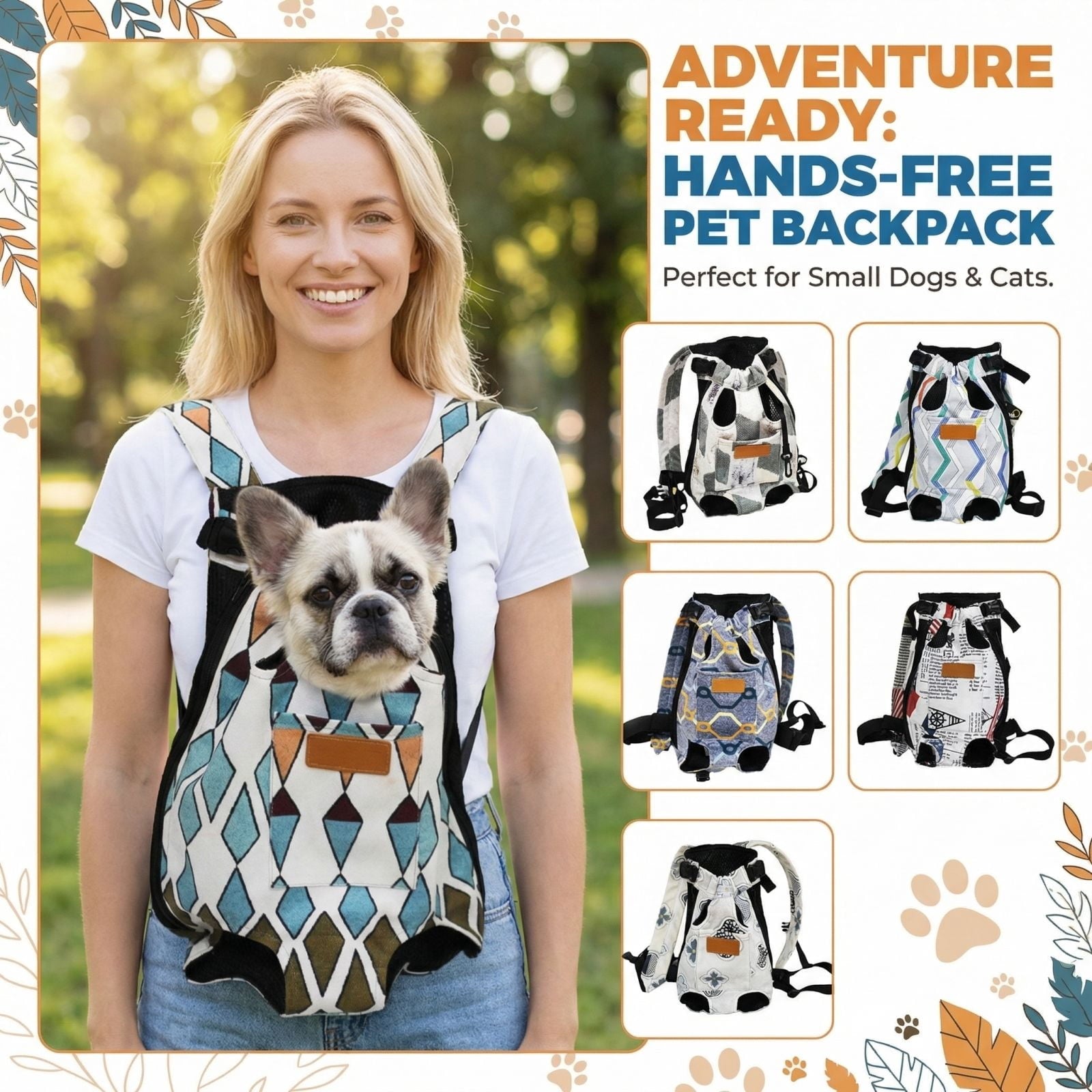 dgysar Portable Pet Carrier Backpack Breathable Mesh Front Facing Chest Bag with Padded Straps for Small Dogs and Cats XL 1PC Blue White XL