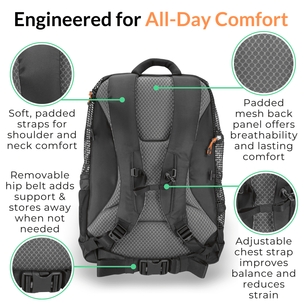 DJANGO Dog Carrier Backpack – Travel Pet Backpack for Small Dogs & Cats with Hip Belt, Storage Pockets, Laptop Sleeve & Water Bottle Holder – Secure, Comfortable Pet Carrier for Hiking & Commuting