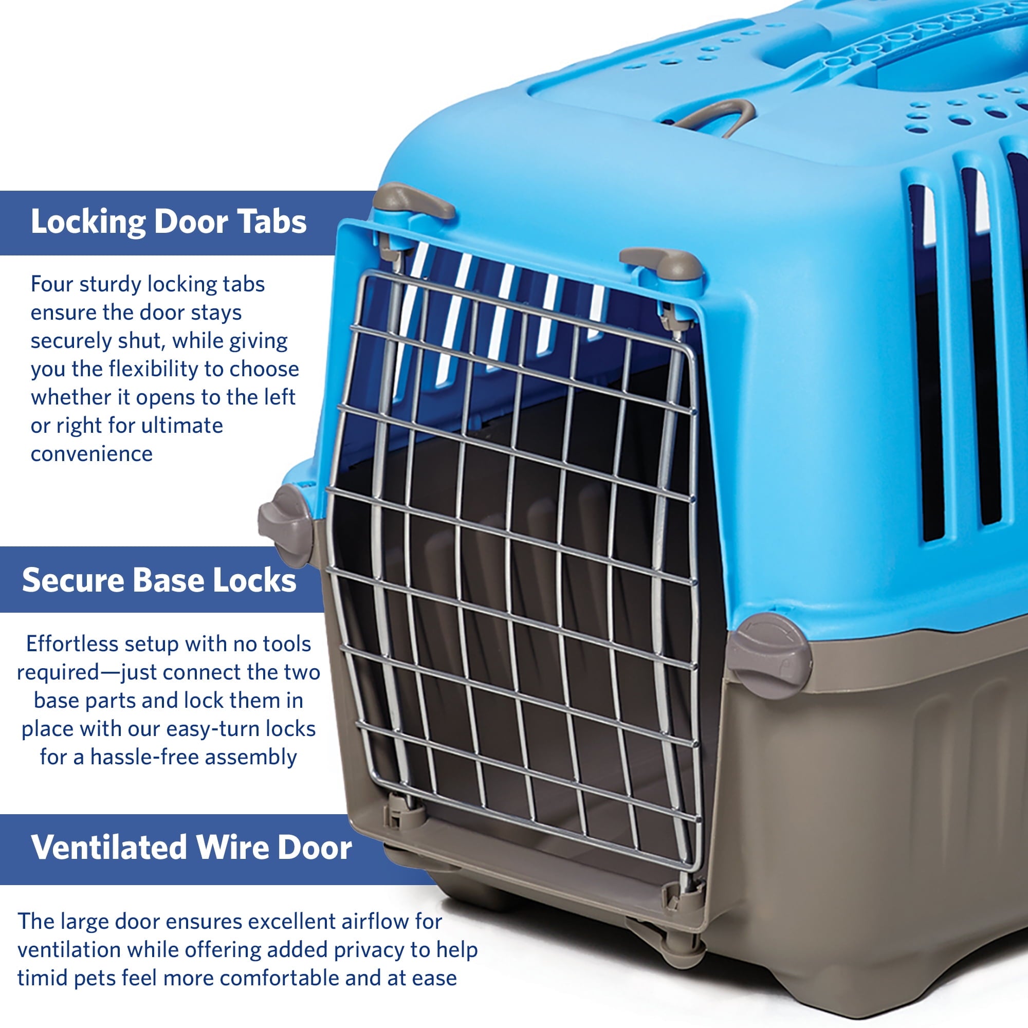 MidWest Homes for Pets 19 inch Spree Travel Pet Carrier for Dog or Cat with Steel Door, Blue