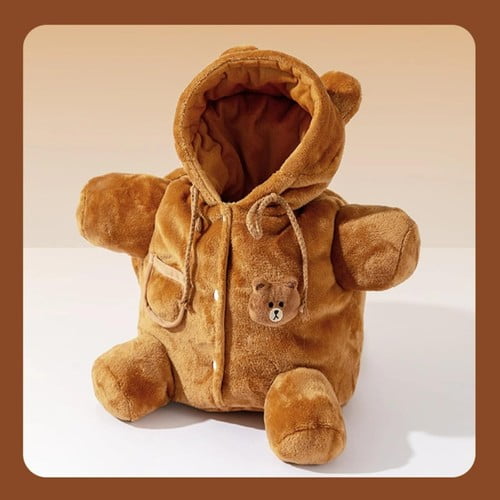 ShadeMart Brown Pet Carrier Backpack, Plush Outing Bag with Cute Bear & Bee Design, Anti-Escape for Cats, Kittens & Small Dogs