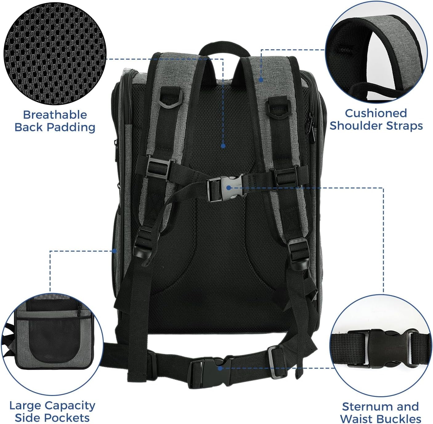 DZMDZM Dog & Cat Carrier Backpack for Large/Small Pets-Ventilated Safe Design with Padded Back Support,Portable and Foldable Pet Carrier Backpacks,Outdoor Travel Breathable Mesh Pet Backpack (Black)