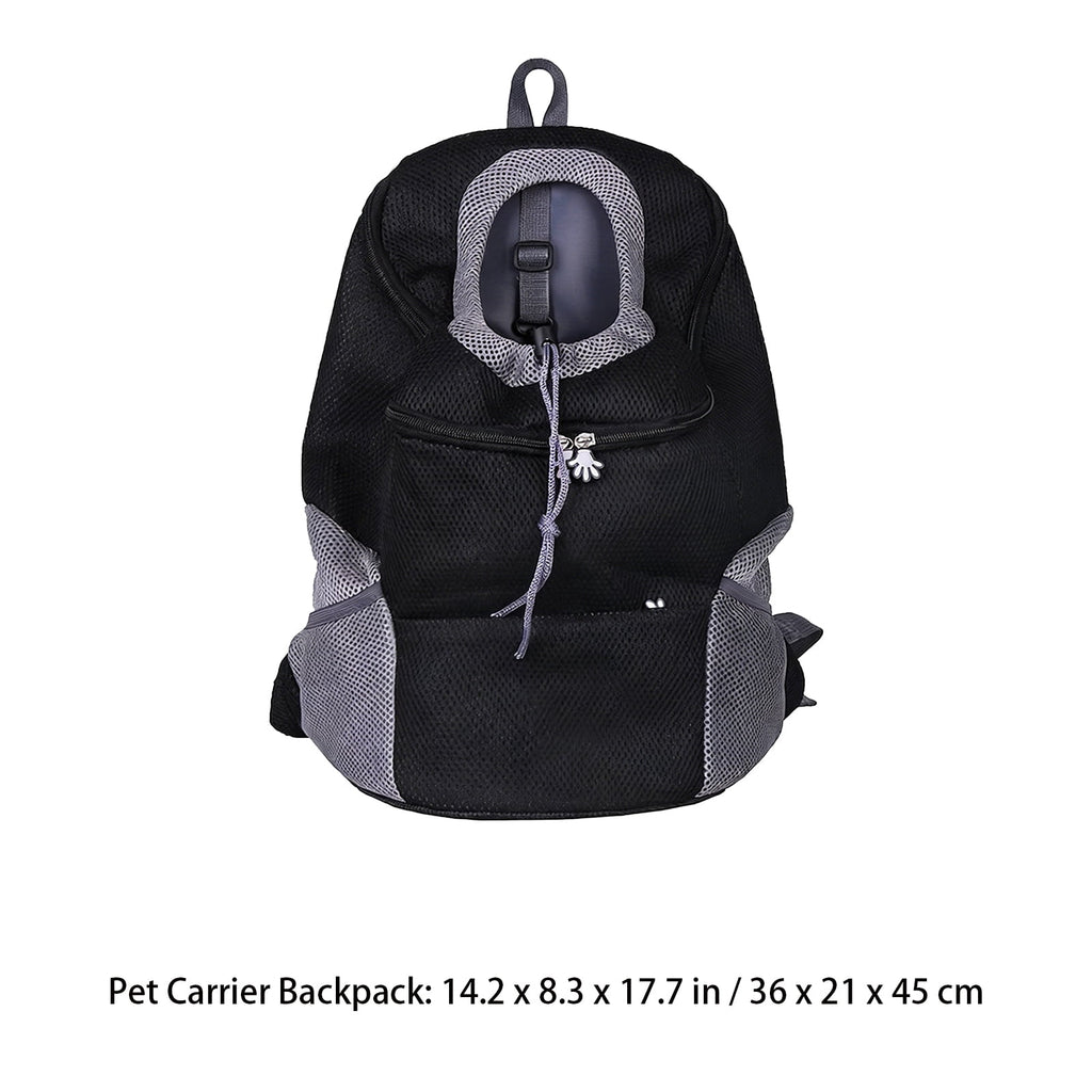 Pet Carrier Backpack for Small Dogs and Cats, Breathable Pet Carrier with Safety Buckle, Drawstring, Padded Shoulder Straps, Comfortable and Hands-Free, 14.2x8.3x17.7 in