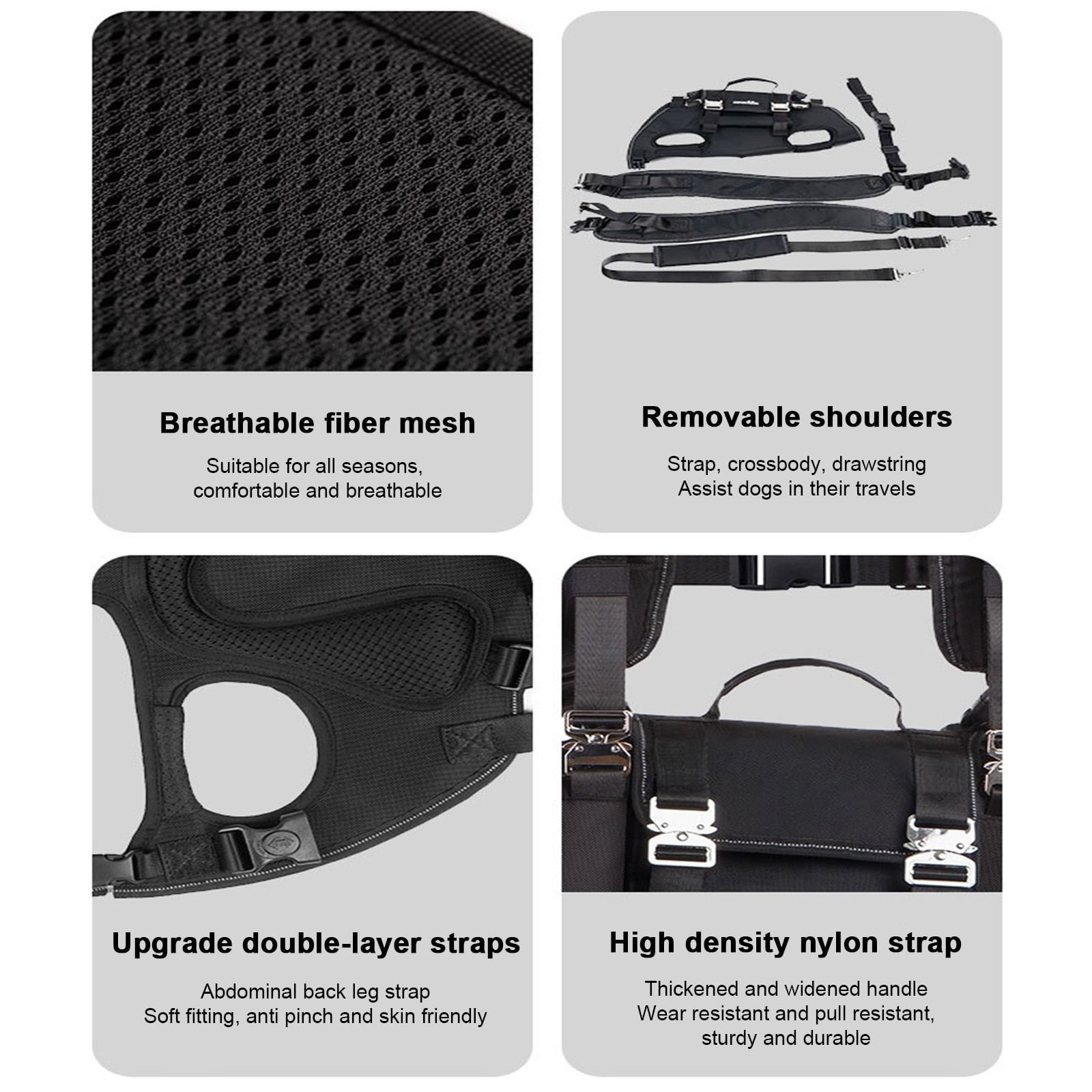 Dog Backpack Carrier for Medium to Large Dogs, Spine-Friendly Horizontal Pet Carrier with Adjustable Straps and Legs-Out Design for Hiking and Travel 1PC