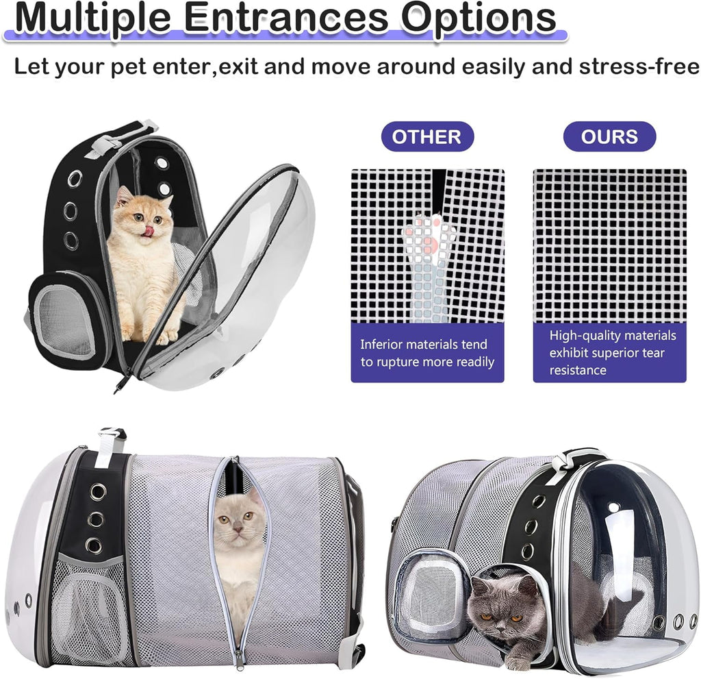 Expandable Cat Backpack Carrier, Airline Approved Pet Travel Bubble Backpack for Large Cats up to 20 lbs, Small Dogs and Kittens
