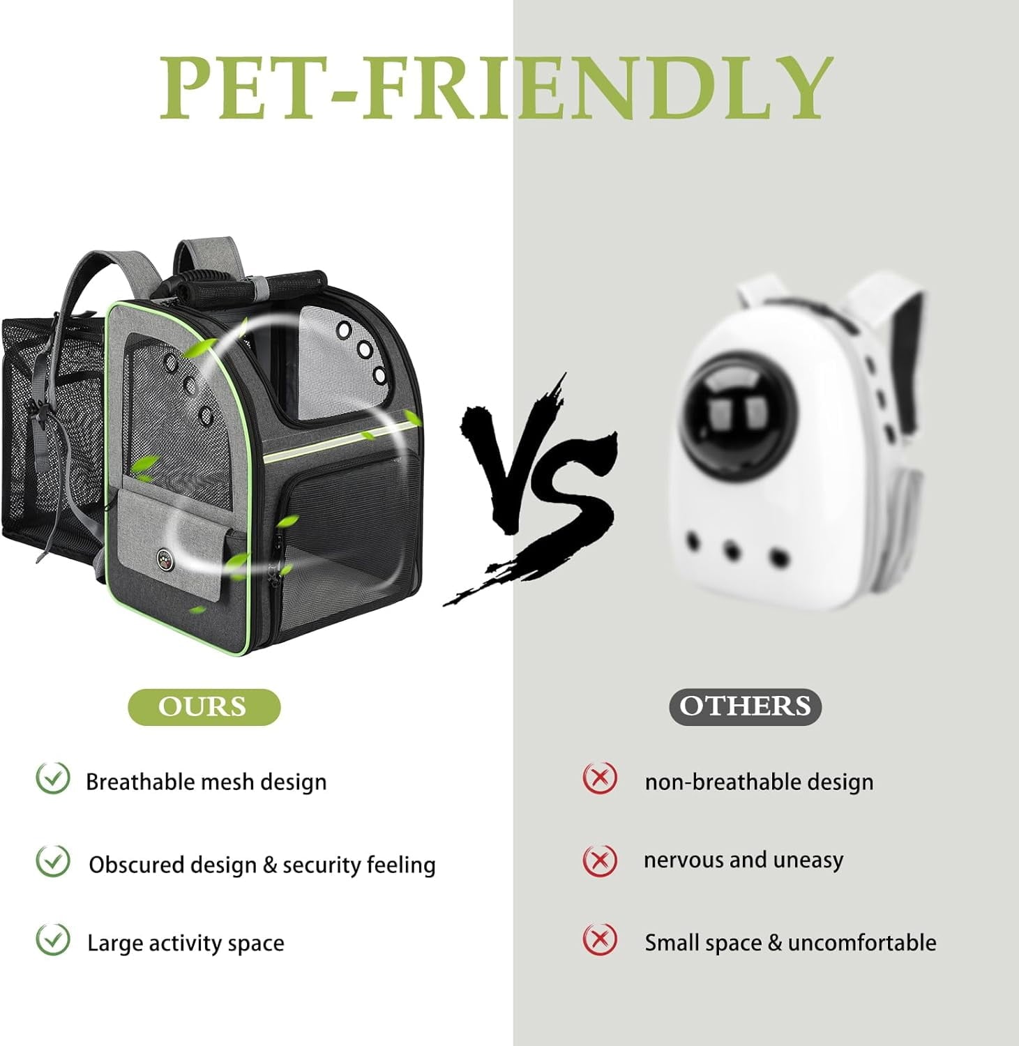 USIONE Expandable Pet Backpack Carrier for Small/Medium Dogs, Puppies & Large Cats - Airline Approved Cat/Dog Backpack for Travel, Hiking