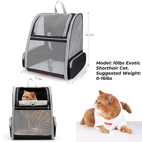 Asunby Cat Backpack Pet Carrier for Dogs Cats Puppies, Fully Ventilated Mesh, Airline Approved Travel Hiking Bag